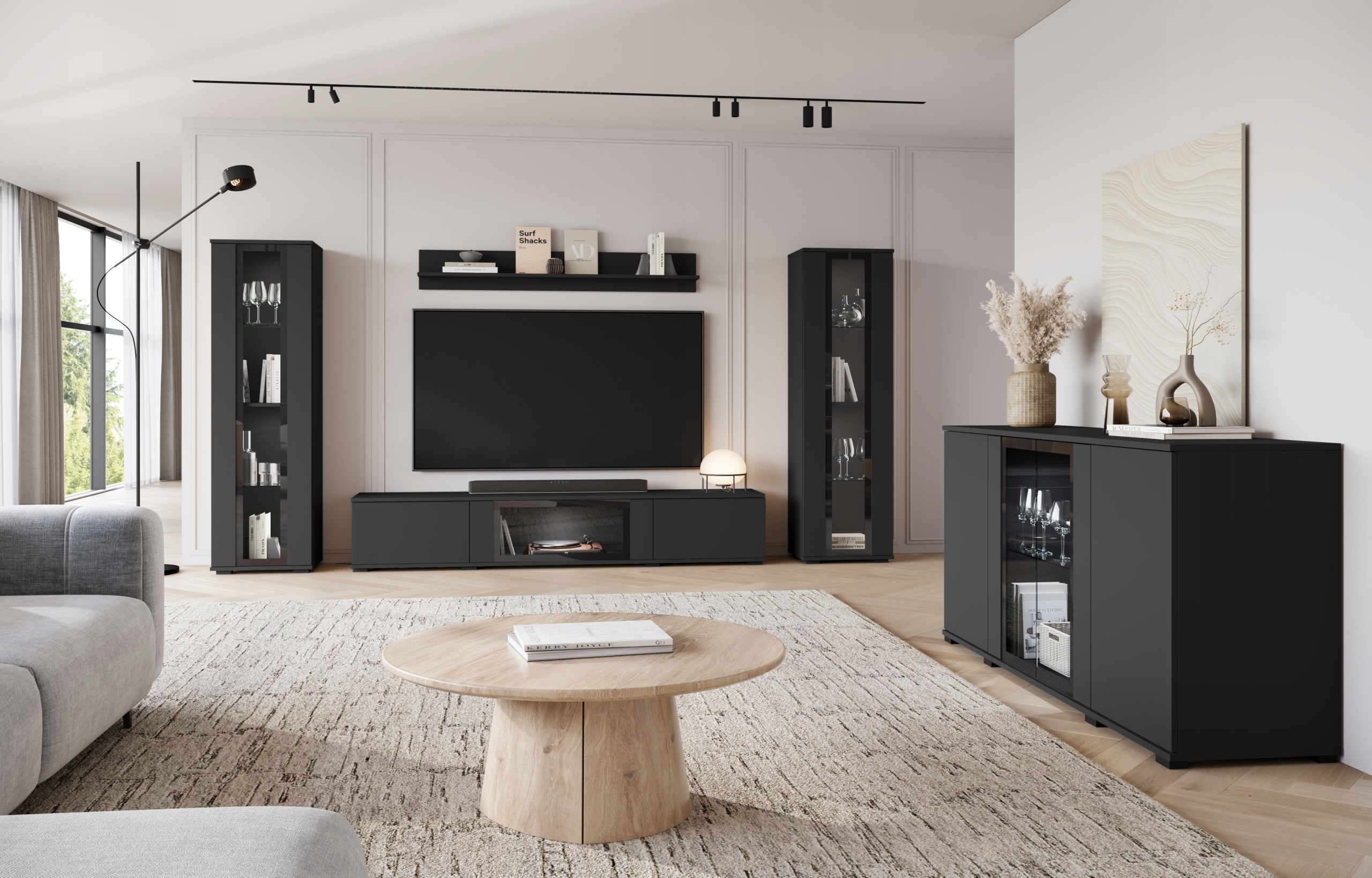 Komoda CARO 154 Czarny Wysokość mebla 69.7 cm