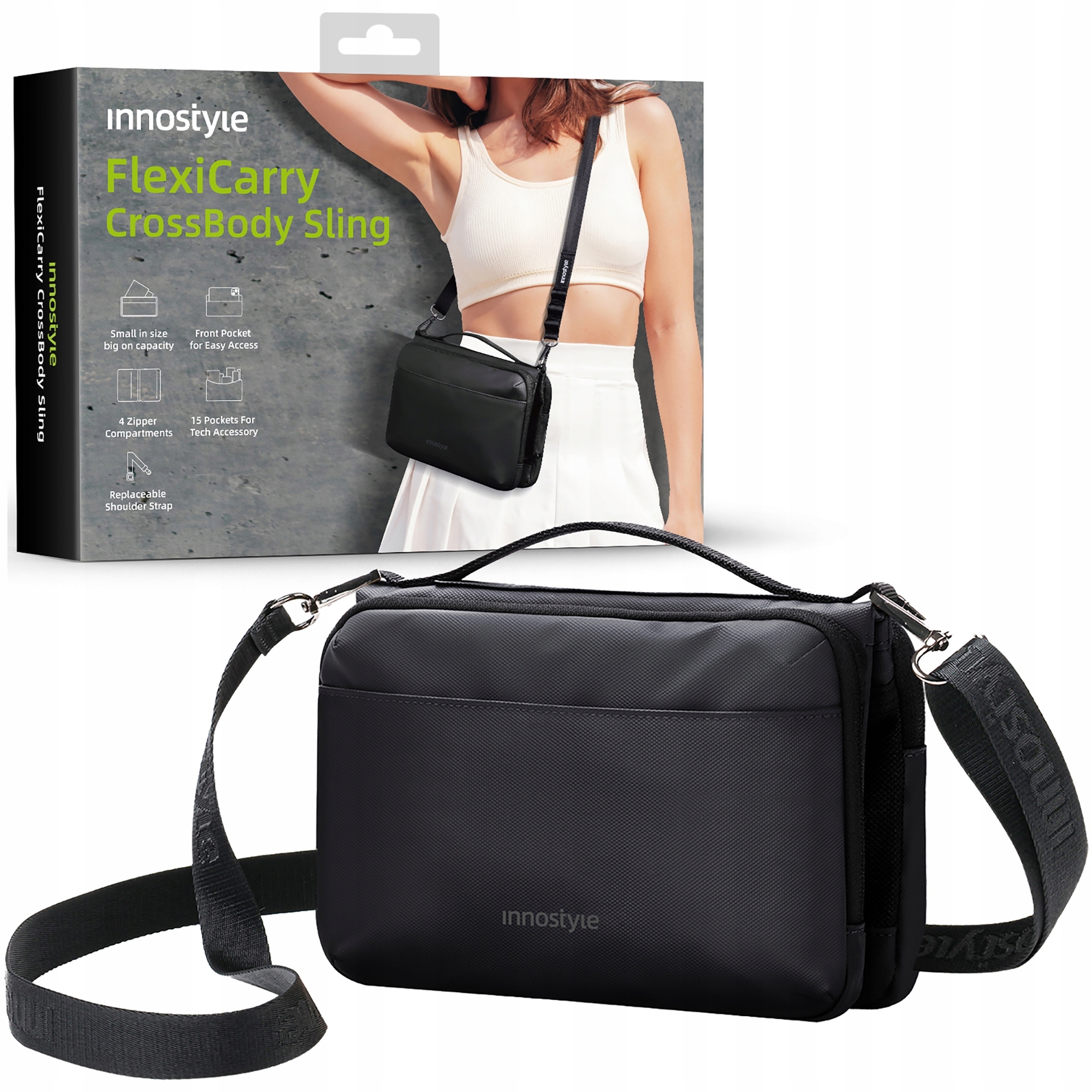 Innostyle Ledvinka Na Rameno Pásek Voděodolná Taška Velká 2L Flexicarry