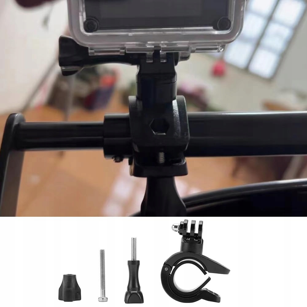 GOPRO Uchwyt Rowerowy Motocyklowy Do Kamer Sportowych Czarny — miniatura 5