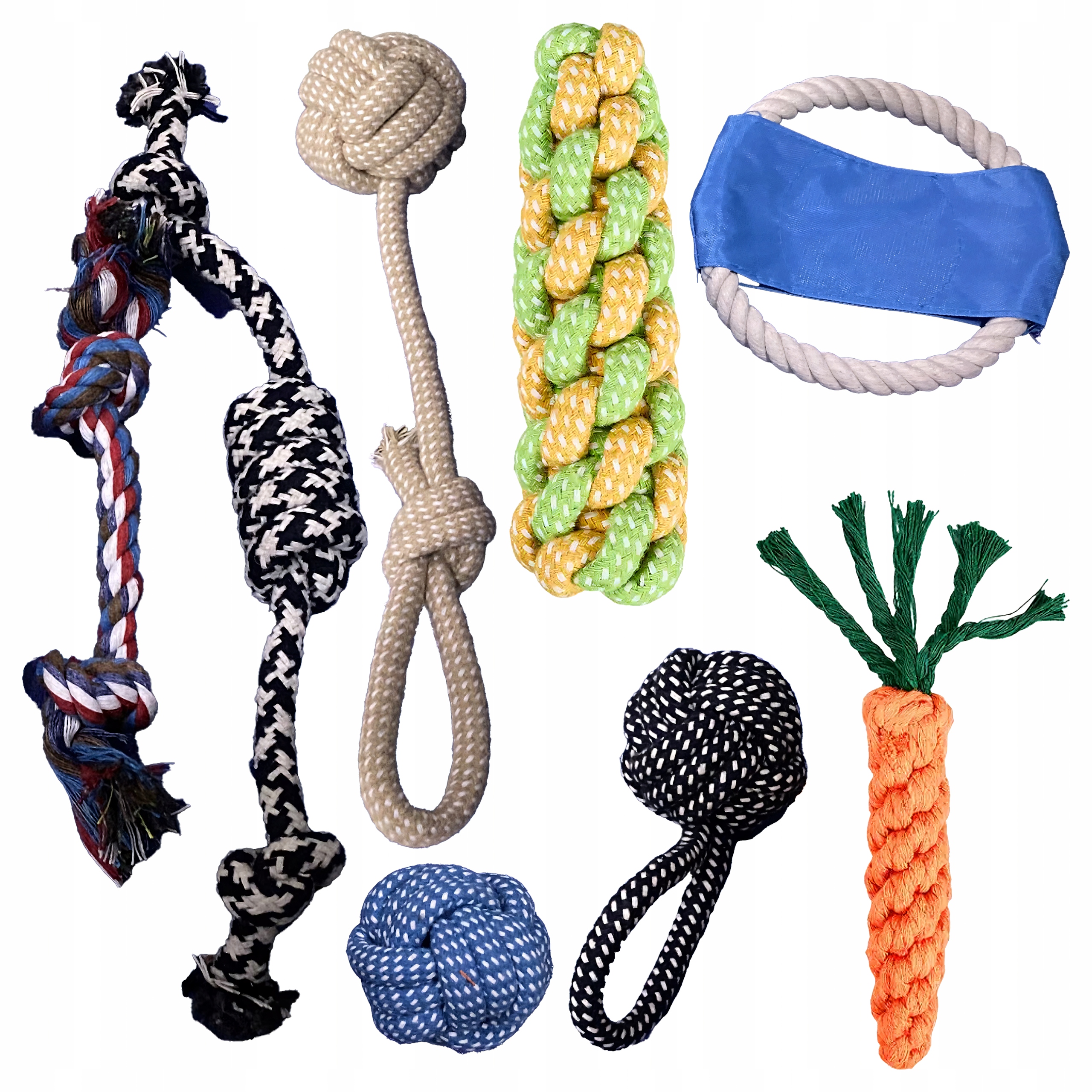 Sada hraček Šerpaků pro psa Přetahovadla Kousátka Kousátko 8 ks Šňůrka Disk