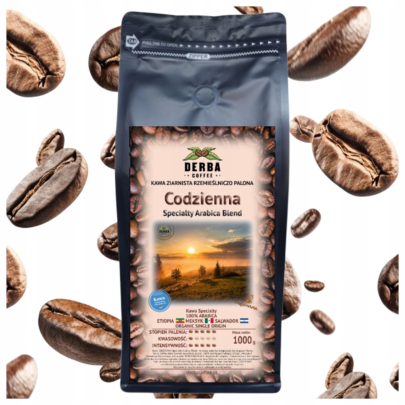 Kawa Codzienna niskodrażniąca 1kg ziarnista 100% Arabika Blend Specialty