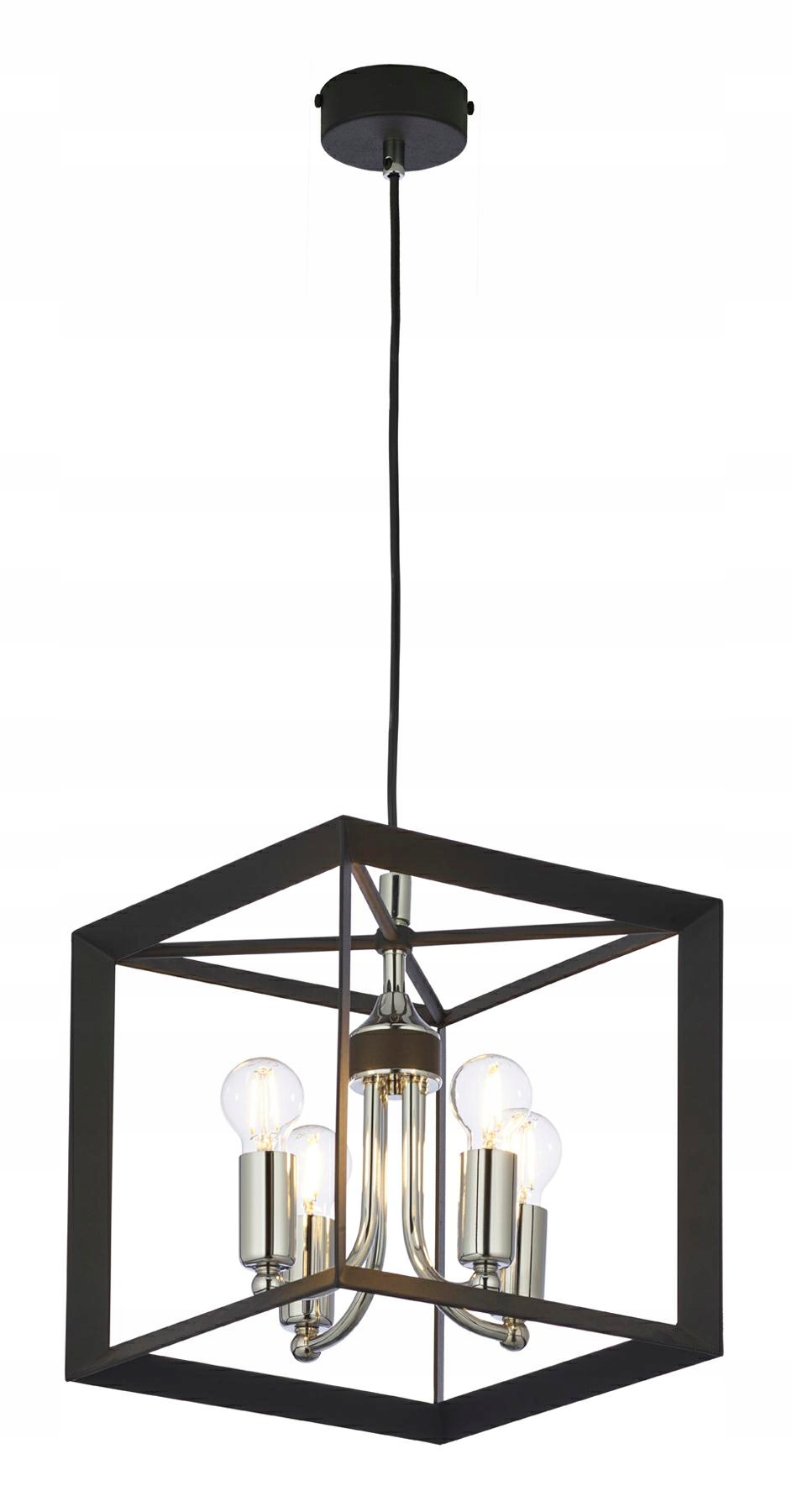 Závěsná lampa May Černá Stříbrná 4xE14 Stropní Svítidlo do obývacího pokoje Domov