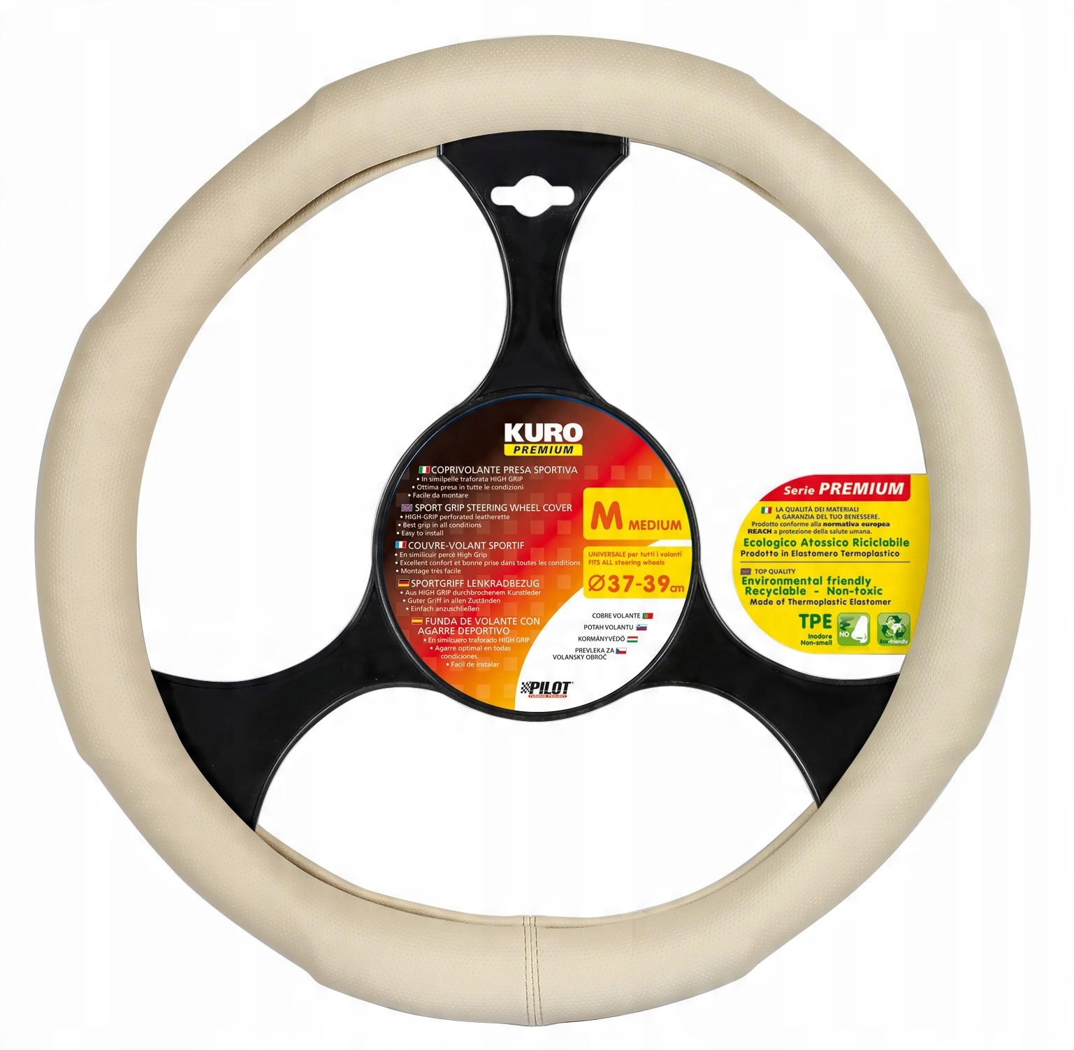 

Pokrowiec kierownicy Kuro beżowy Tpe 37-39cm