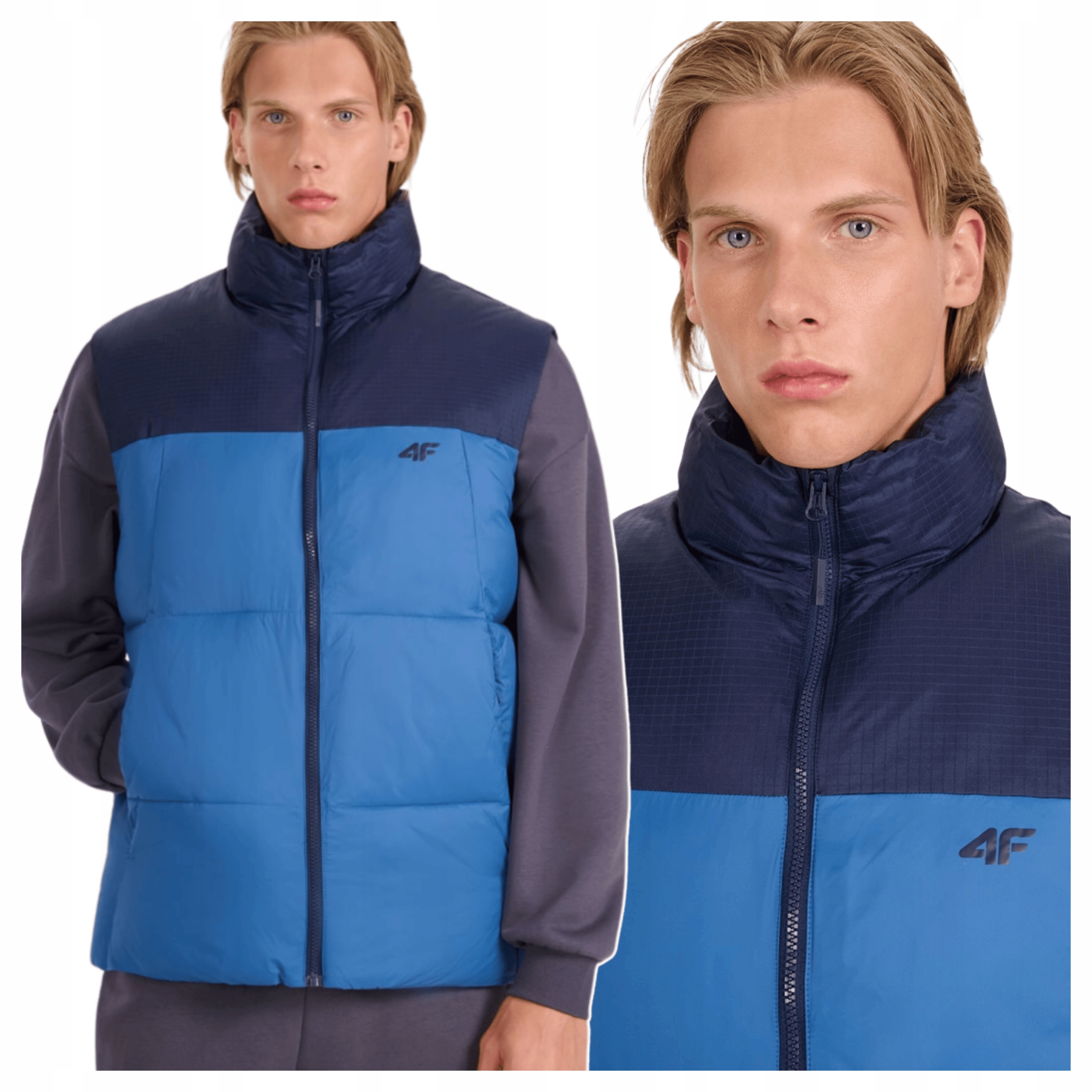 Bunda Bez Rukávů 4F Pánská Prošívaná Zateplená Ripstopová Vesta S Kapsami