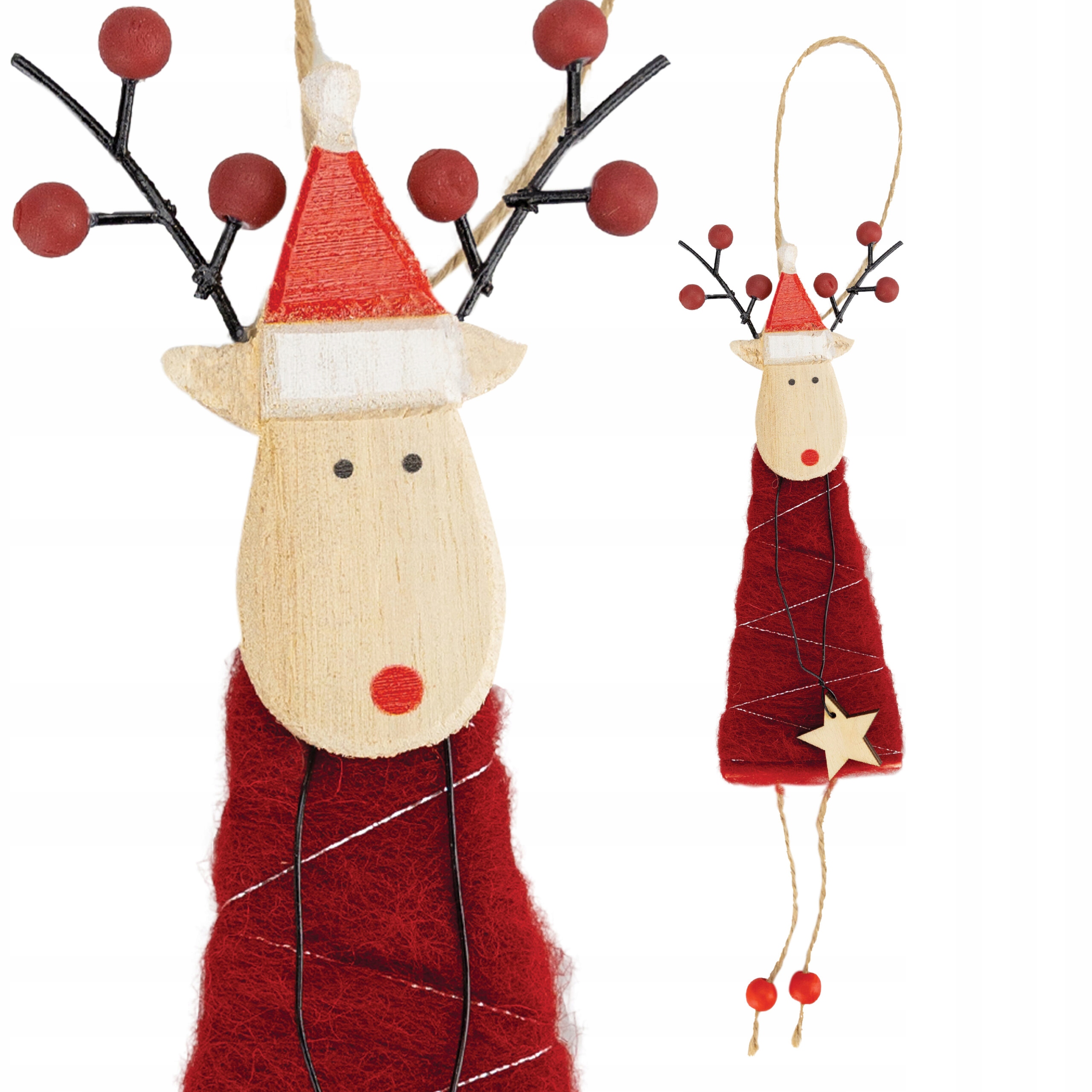 DREWNIANA ZAWIESZKA DEKORACJA ŚWIĄTECZNA RENIFER NA CHOINKĘ STROIK OZDOBA EAN (GTIN) 5904238416464