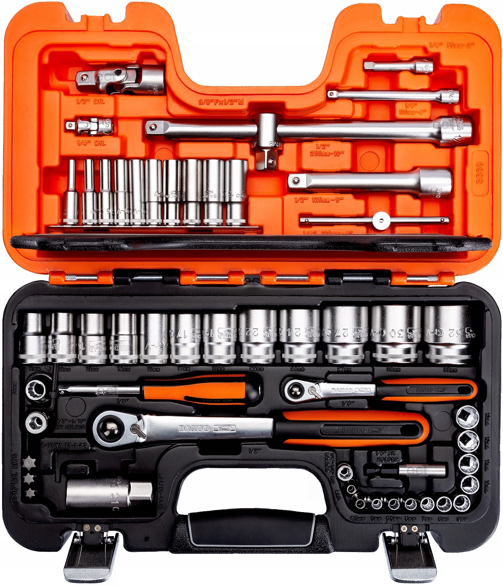Bahco S560 Zestaw Grzechotki Nasadki 1/4'' 1/2''