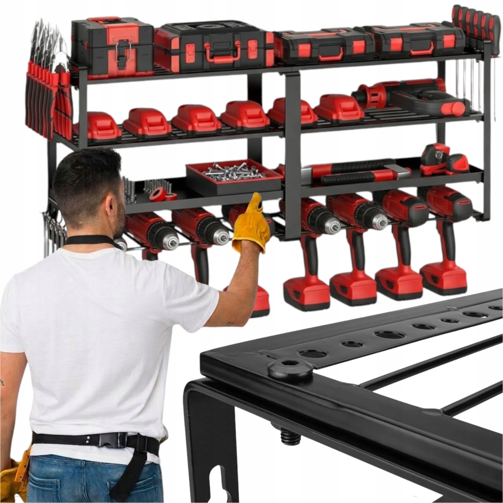 Závěsná Dílenská Skříňka S Věšákem, Držáky, Police Na Nářadí, Nástěnné Držáky