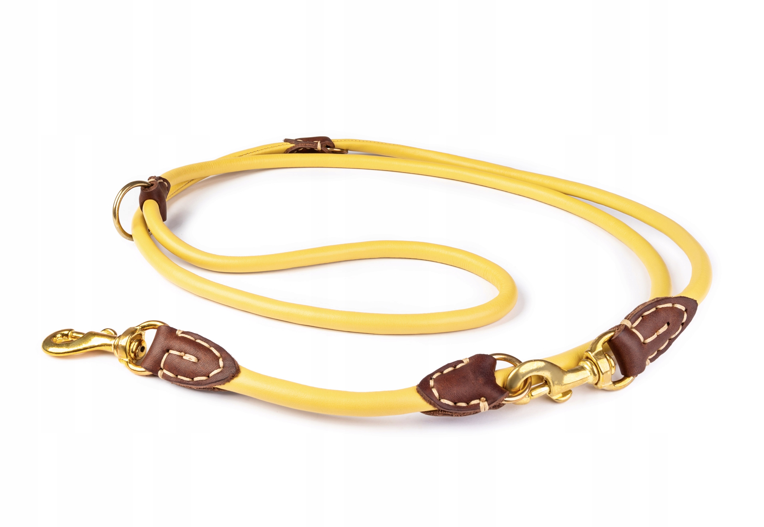 Levně Vodítko nastavitelná 8 mm 2,2 m, ručně šitá, žlutá, antialergická kůže, střední délka