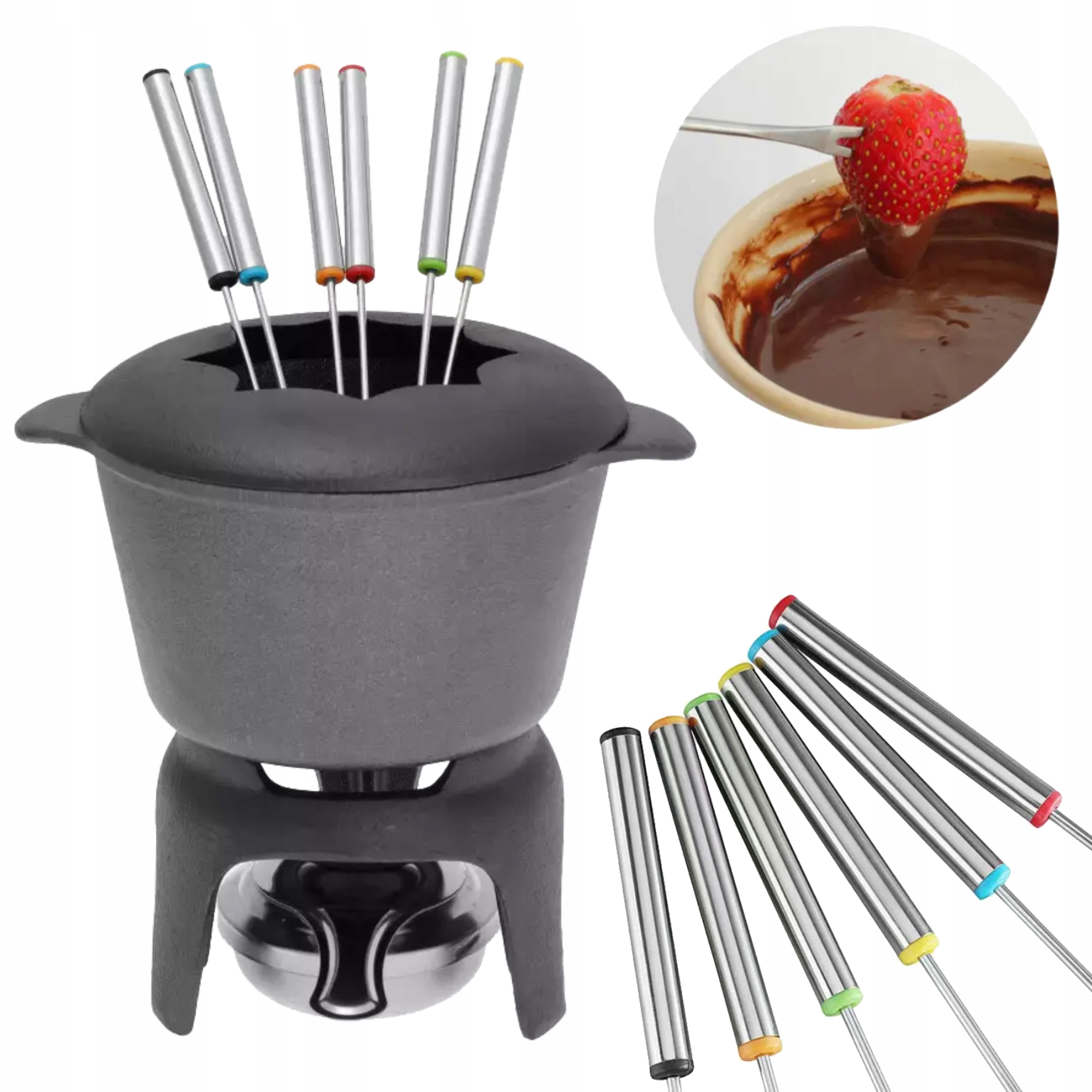 

Zestaw Żeliwny Do Fondue 1.5L Garnek Dla 6 Osób