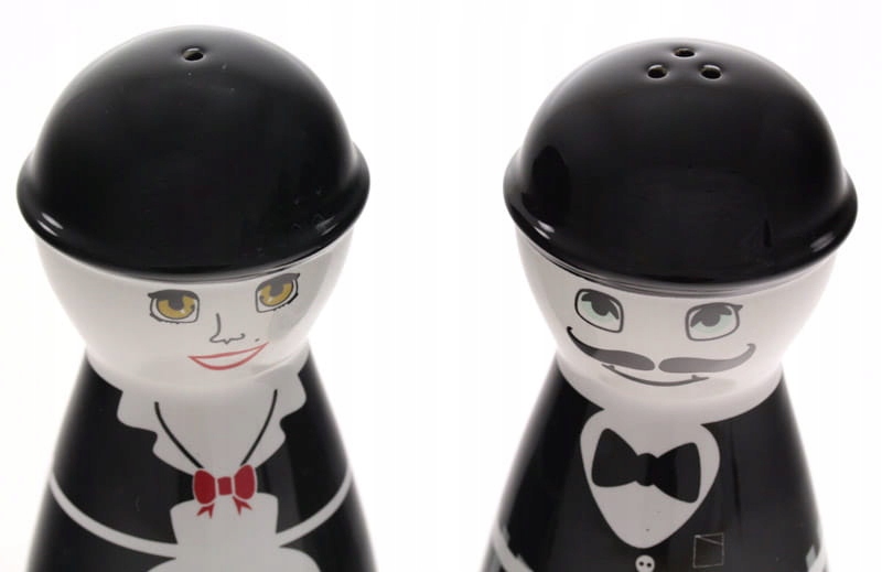 DUO KUCHARZ PRZYPRAWNIKI SÓL/PIEPRZ BLACK Kolor biały odcienie czerwieni czarny