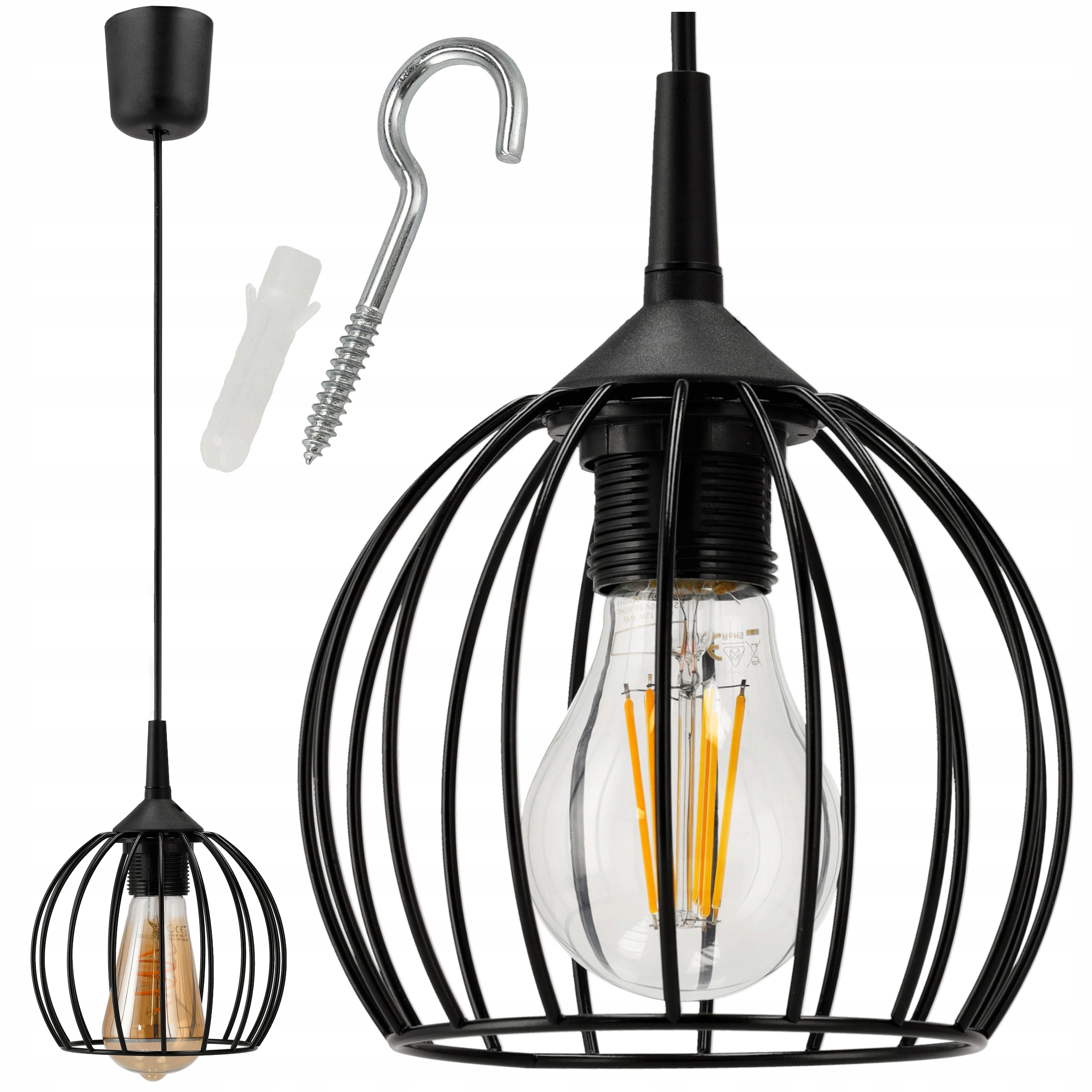 LAMPA WISZĄCA SUFITOWA ŻYRANDOL LED E27 REGULOWANA 0-100cm ALUMINIOWY KLOSZ