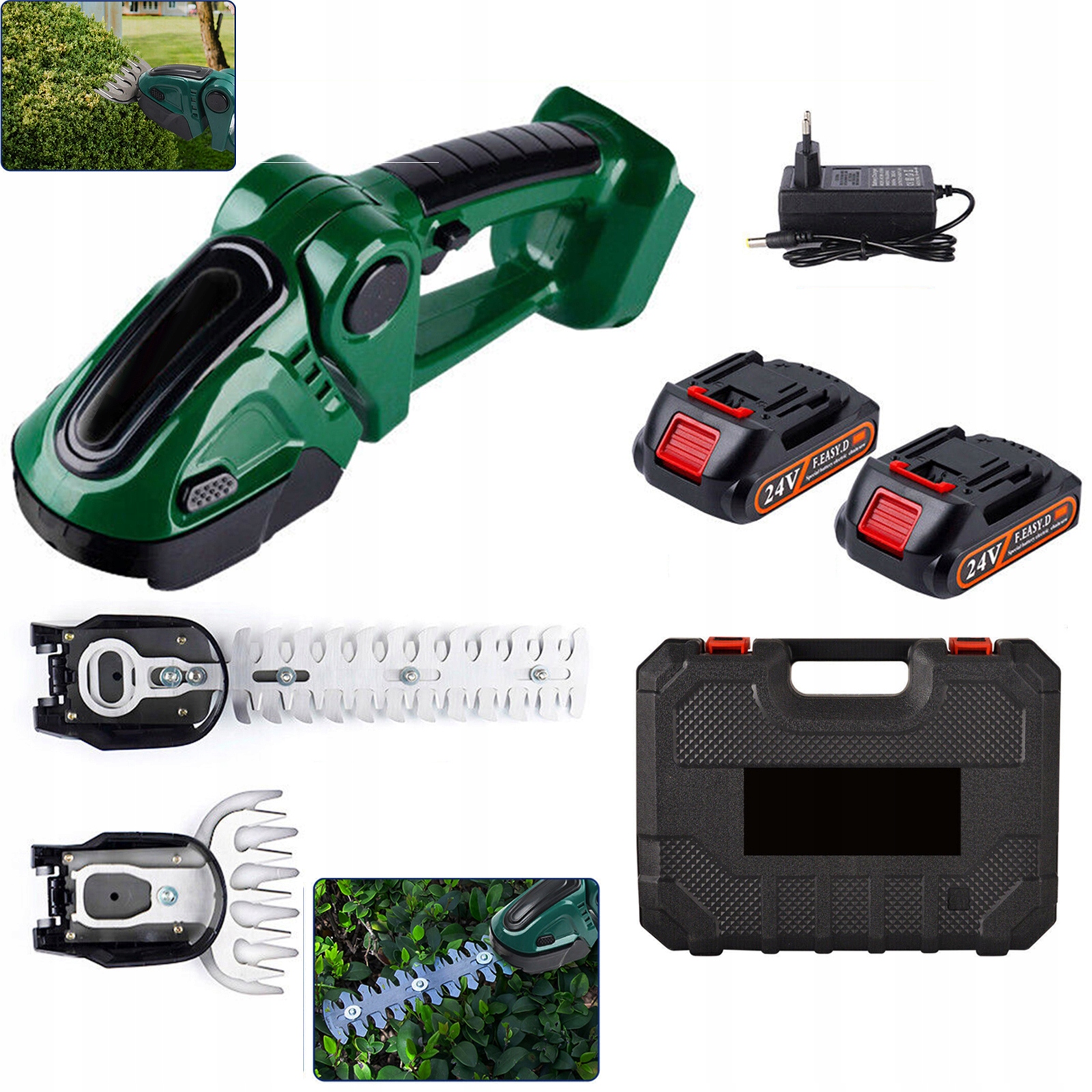 Nożyce Do Żywopłotu Trawy Krzewów Akumulatorowe Elektryczne 2 Aku