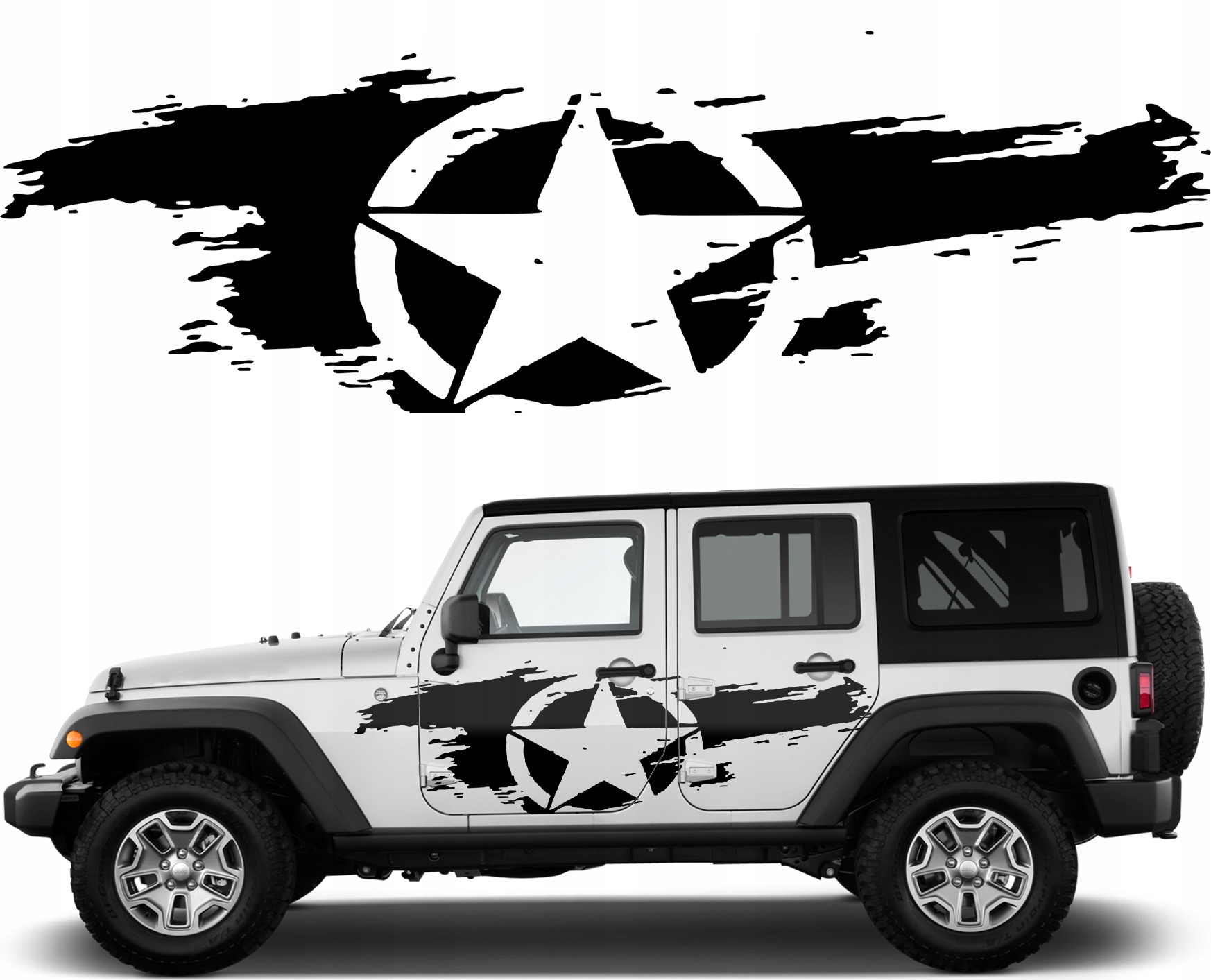 2x Nálepka Grafika na auto Hvězda Trhaná Us Army Star 100x29