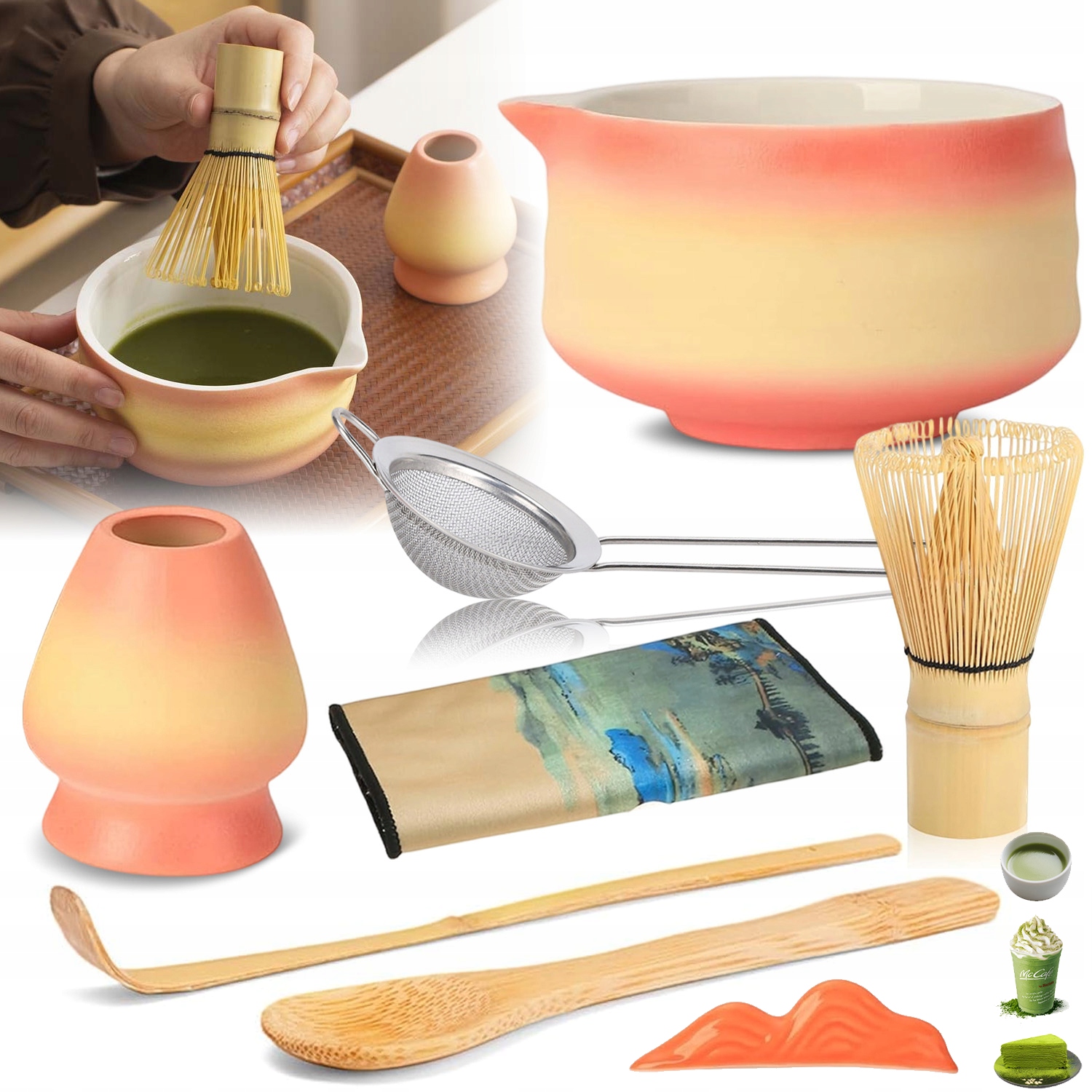 Sada Nástrojů Pro Matchu Japonská Matcha Akcesoria Bambusové Keramické