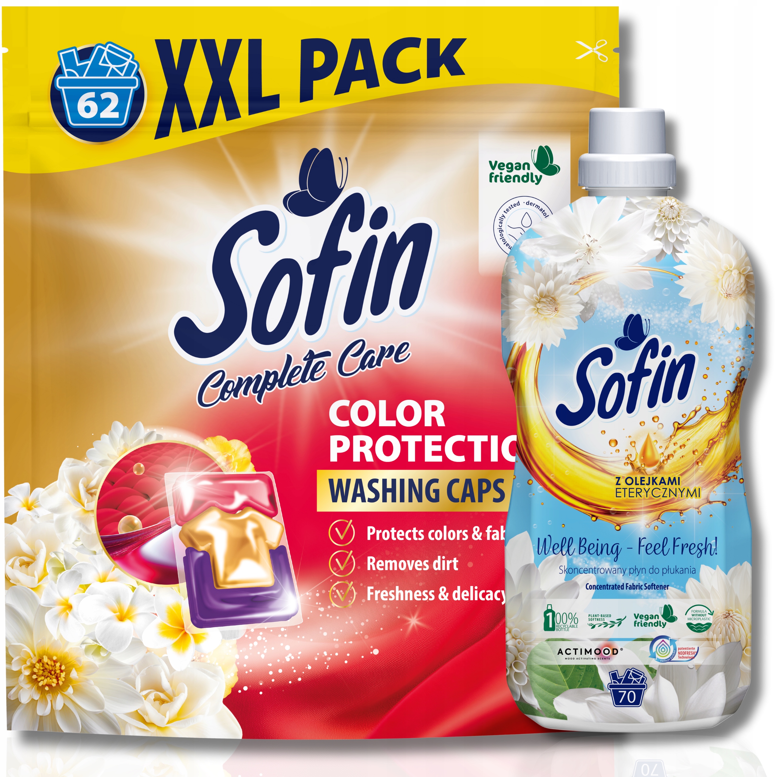 Levně Sofin Kapsle na barevné prádlo 62 ks tekutá aviváž 1,4 l s oleji