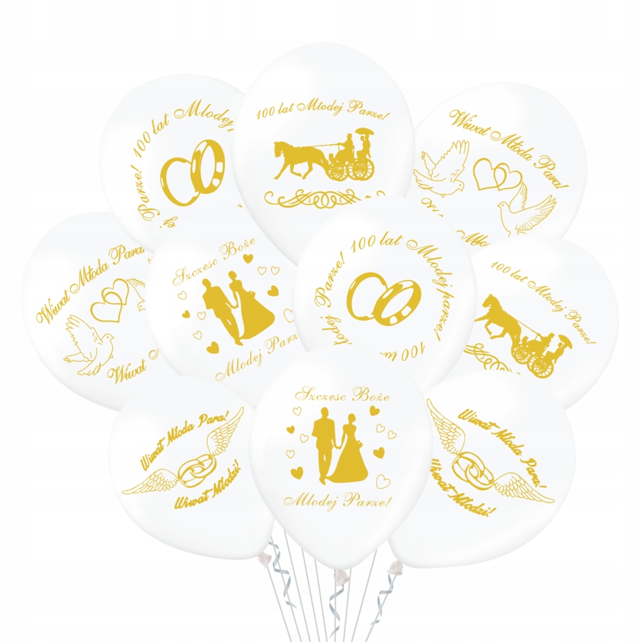 

Balony Ślubne Białe Z Nadrukiem Na Ślub Wesele x20