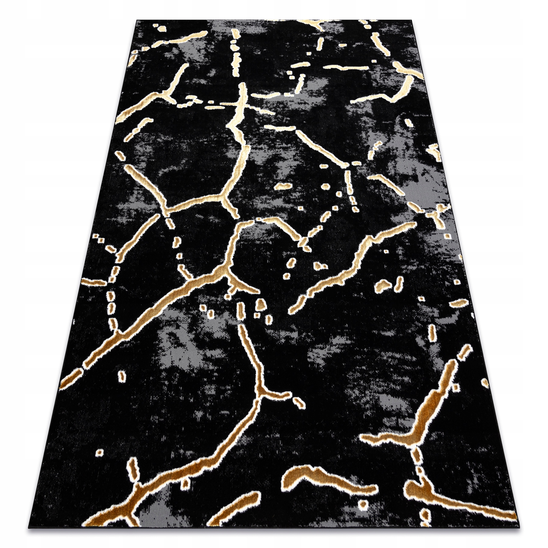 Stylový Koberec Do Obývacího Pokoje Strukturovaný Mramor černý/zlatý 200x290 cm