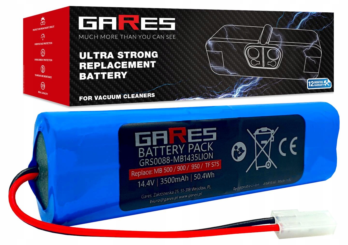 Akumulátor Gares pro Rowenta X-plorer Série 75 75S+ 75S 75 95 14,4V 3,5Ah