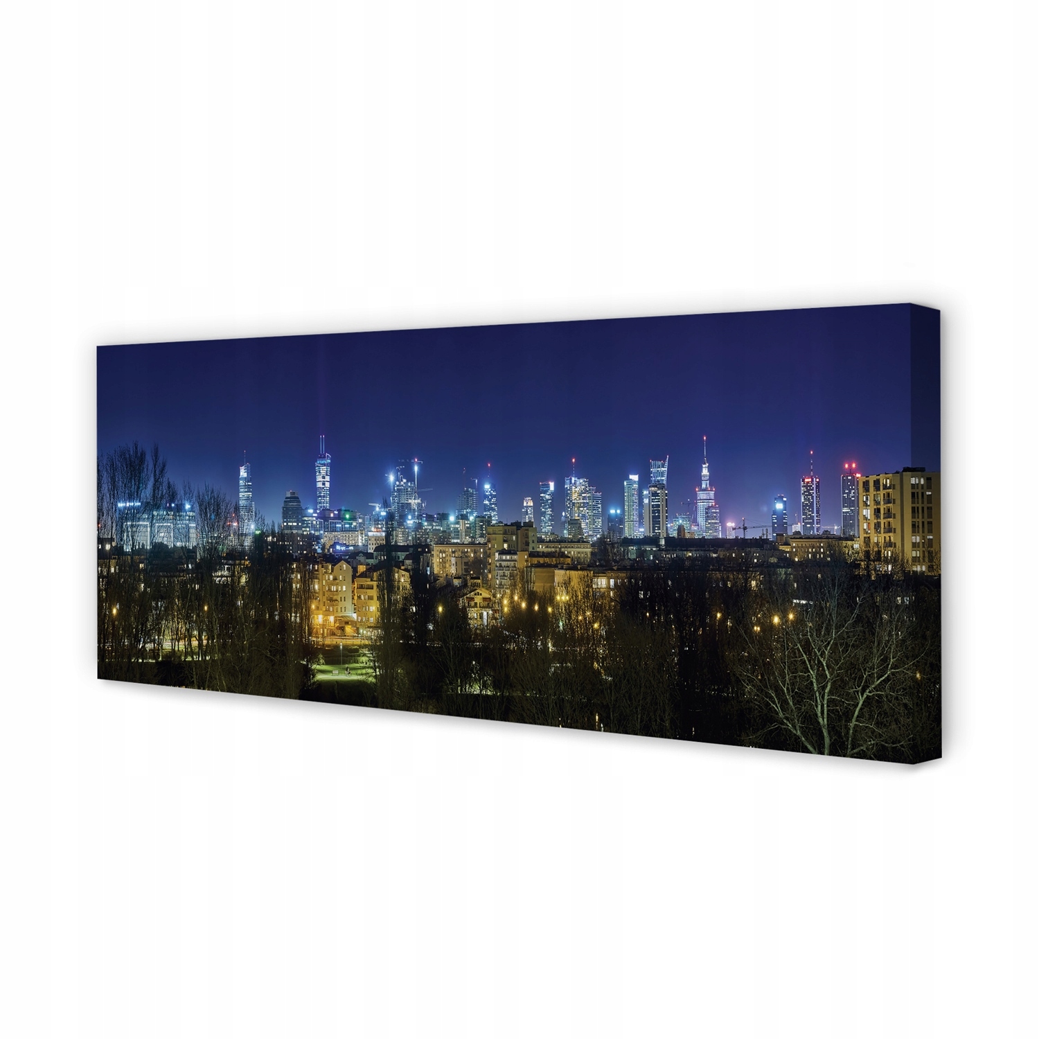 Obraz na plátně Varšava Noc panorama 125x50 cm