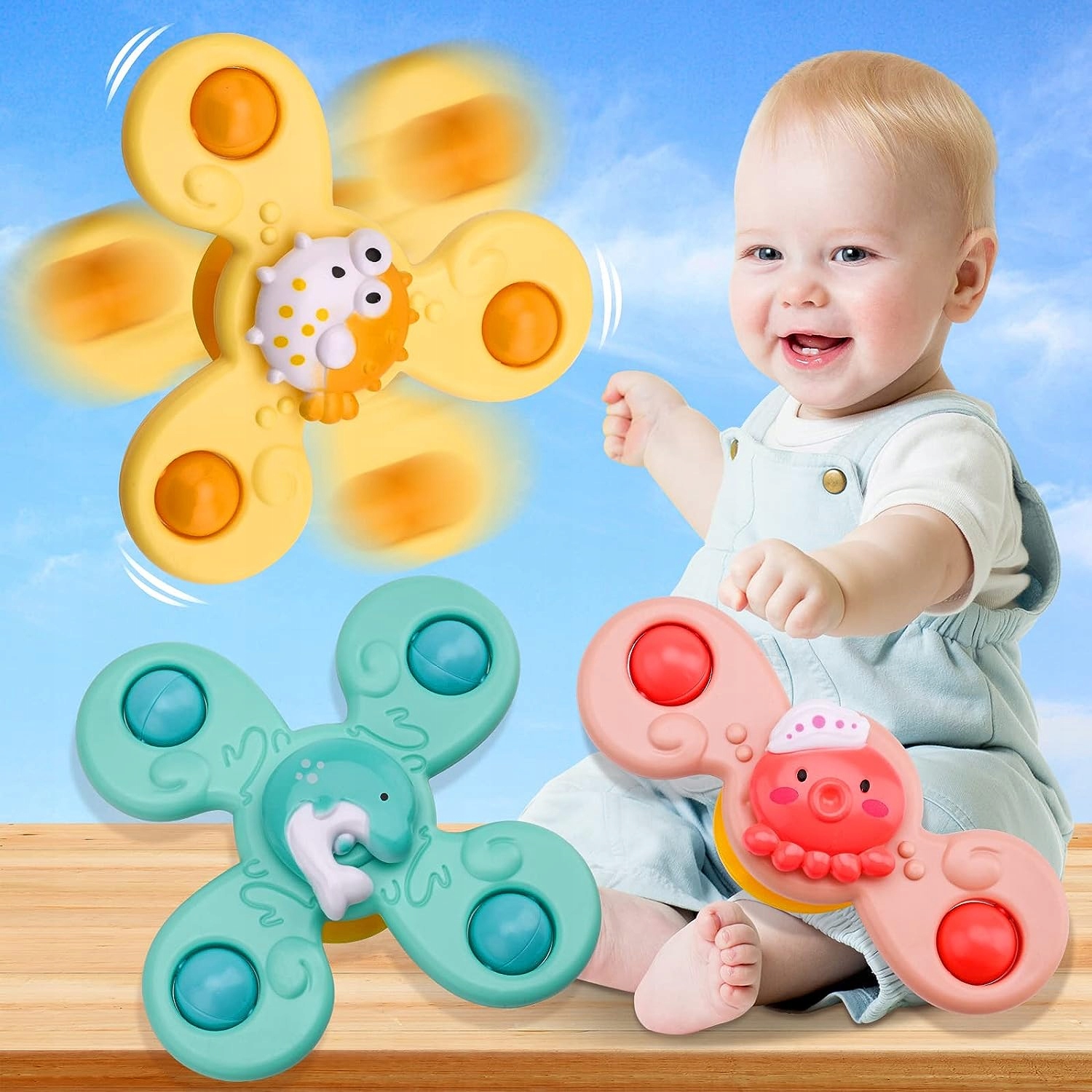 FIDGET SPINNER Z PRZYSSAWKĄ SENSORYCZNĄ ZABAWKA GRZECHOTKA 3 SZTUKI PREZENT Rodzaj Fidget Spinner
