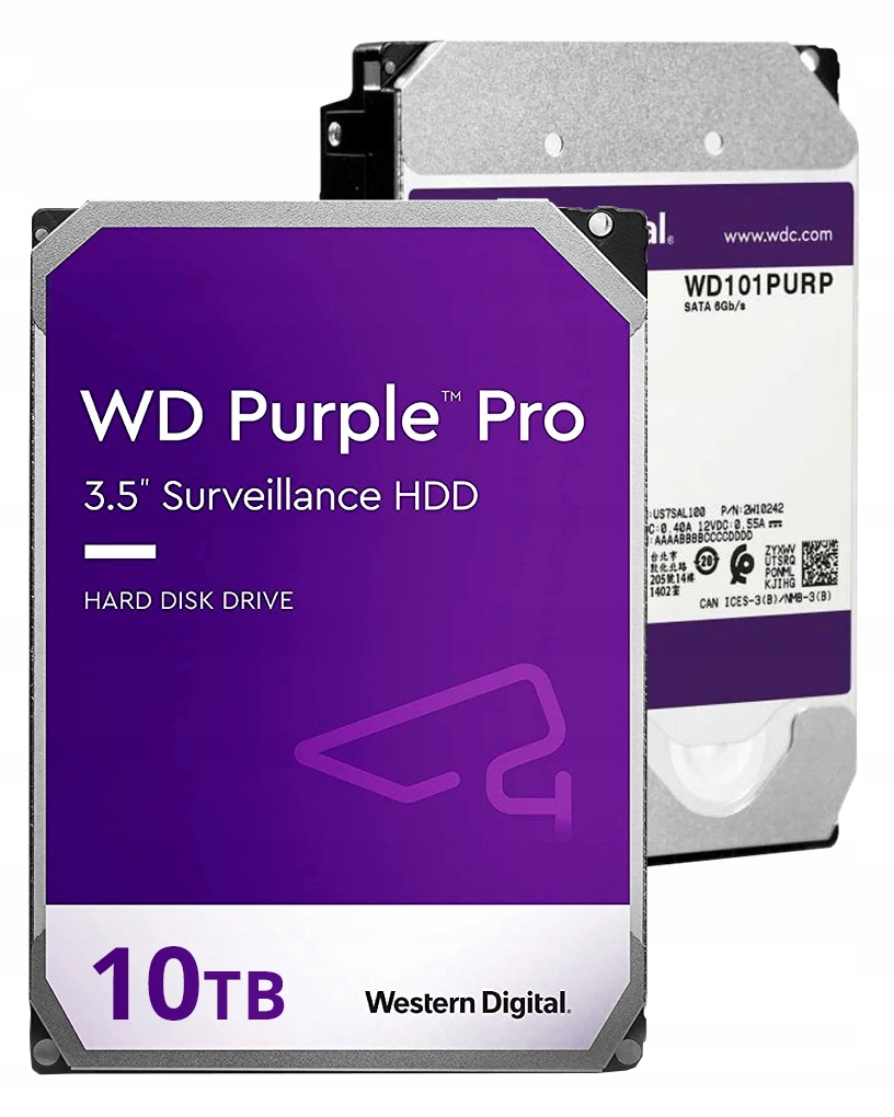 Pevný disk Hdd Wd Purple 10TB 256Mb/s Výkonný pro 24/7 provoz pro Cctv