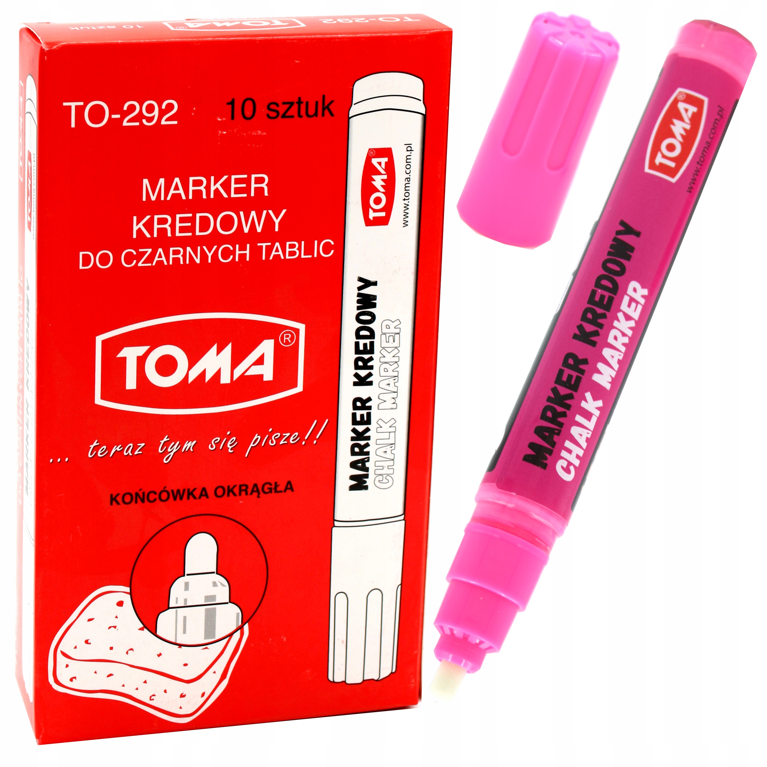 Pisak Marker kredowy TOMA pastel różowy 10 sztuk