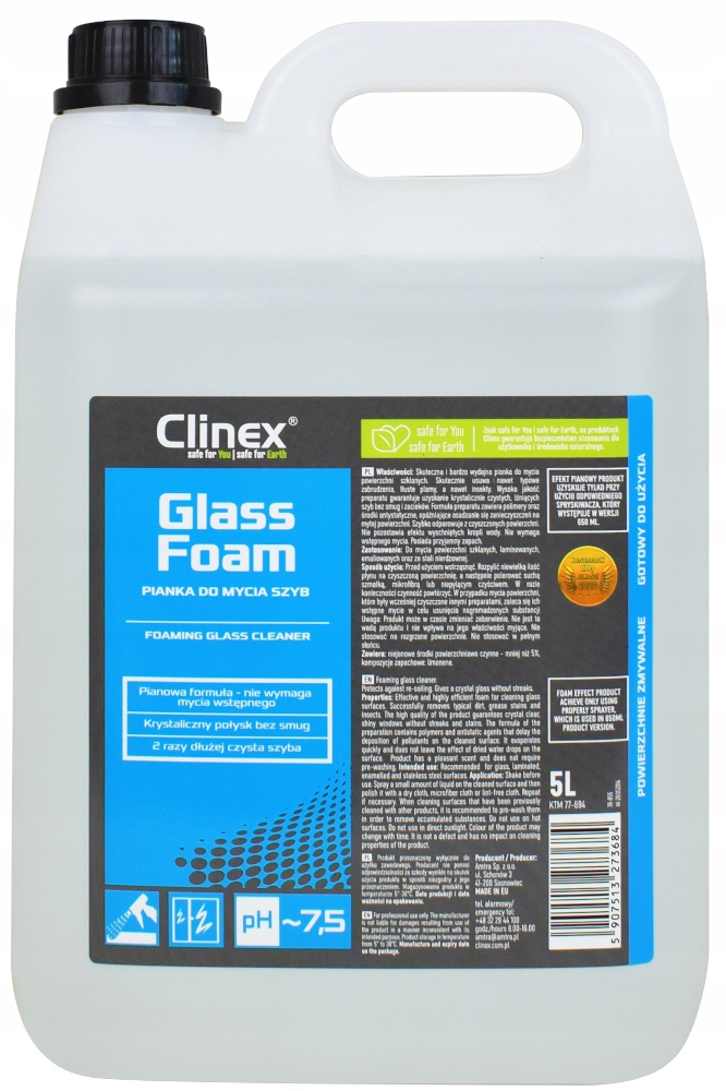 

Clinex Glass Foam 5L Pianka do mycia szyb luster
