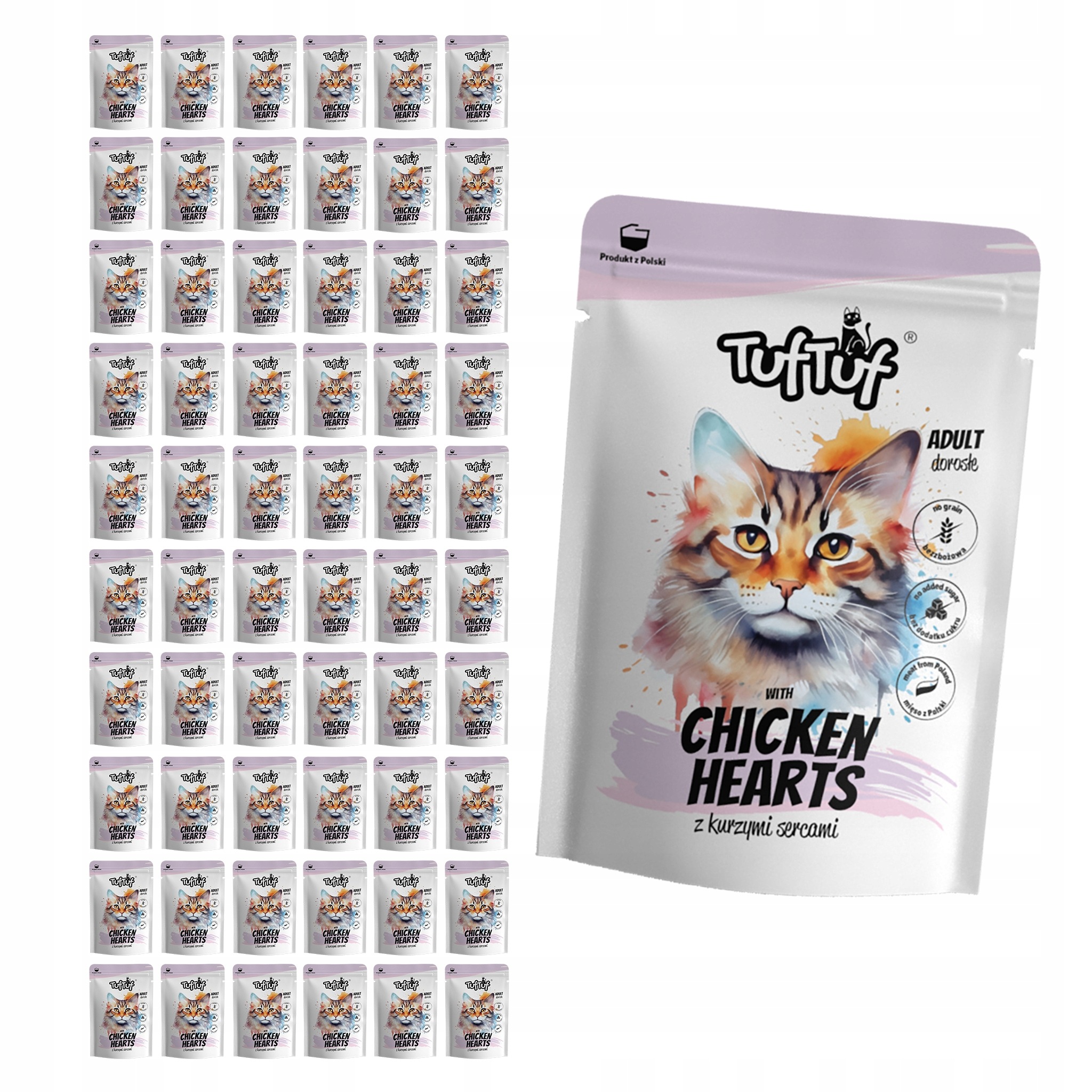 TufTuf mokré krmivo pro kočky Kuřecí srdce kapsička 60x100 g Mleté maso