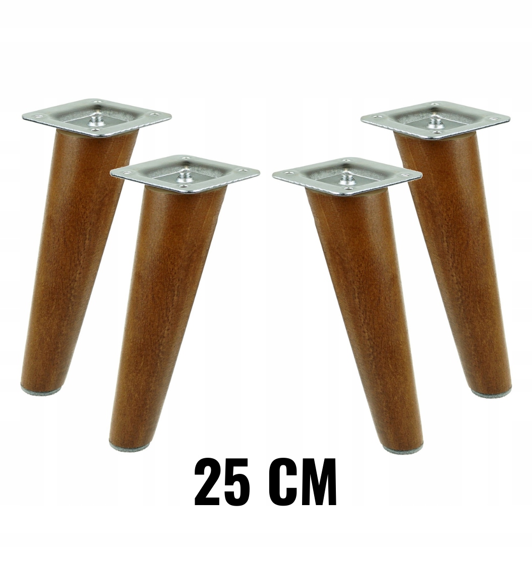 

Nogi drewniane bukowe orzech skośne zestaw 25 cm