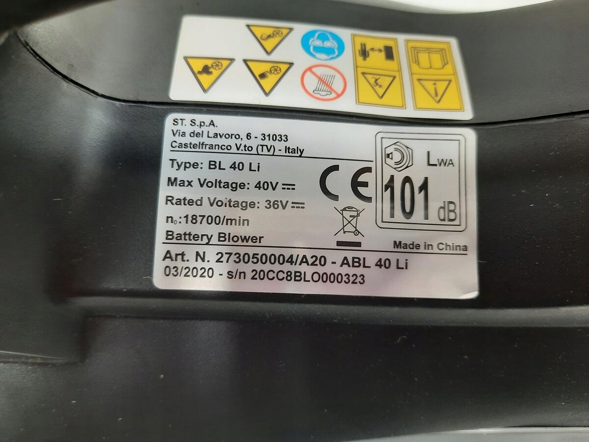 Akumulatorowa dmuchawa do liści ALPINA ABL 40 Li Prędkość przepływu powietrza 180 km/h