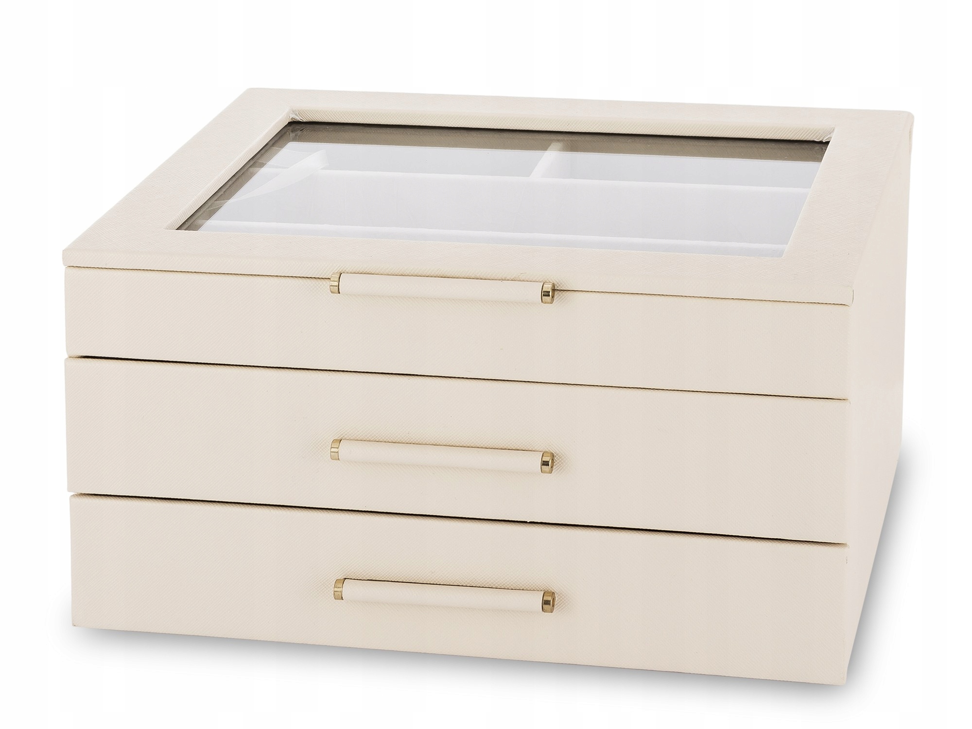 Biela šperkovnica z koženej tkaniny