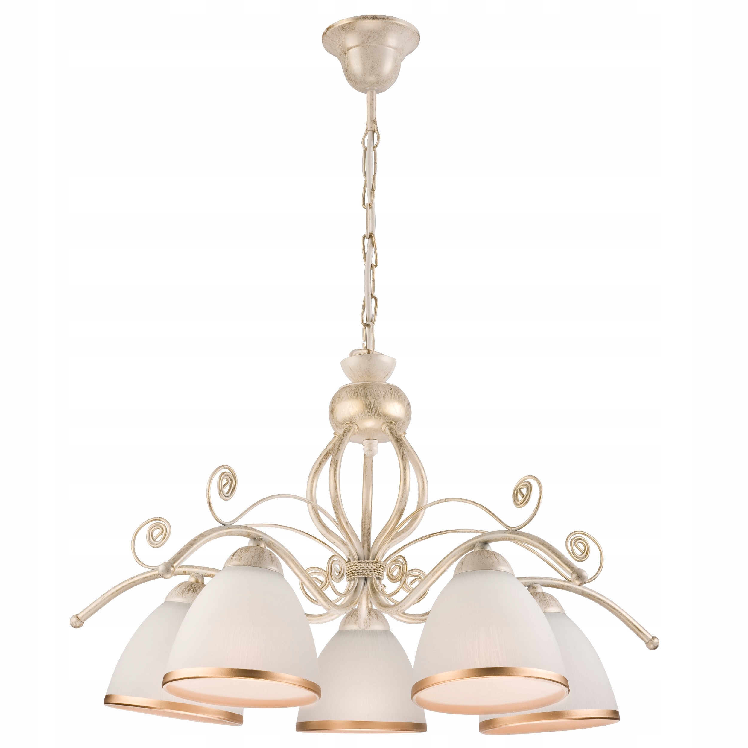 Lampa Wisząca Klasyczna Rustykalna Klosze Lamkur Retro II 19208 Biała Złota