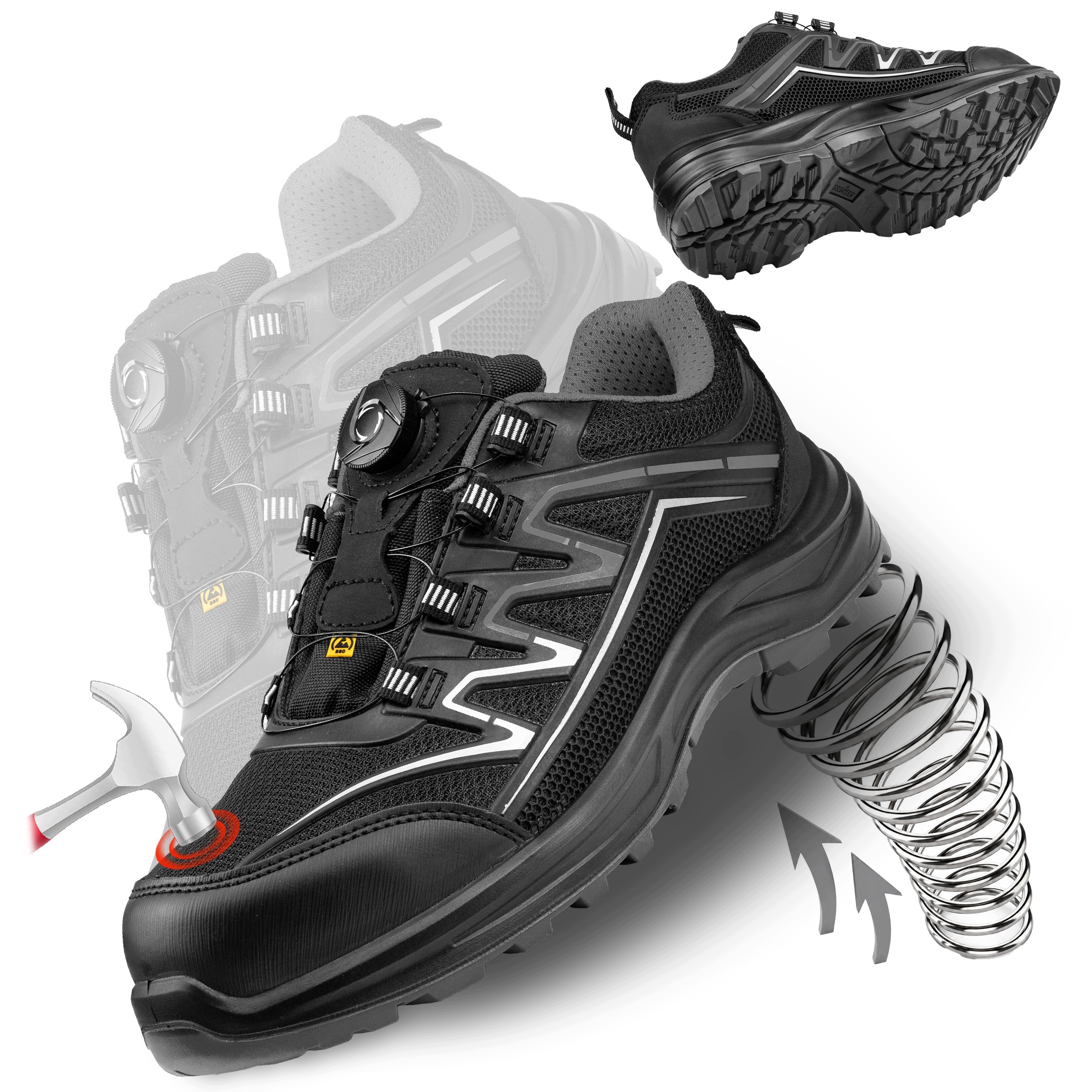 Buty Robocze Męskie Półbuty Sportowe Oddychające Boa S1 Esd Z Podnoskiem