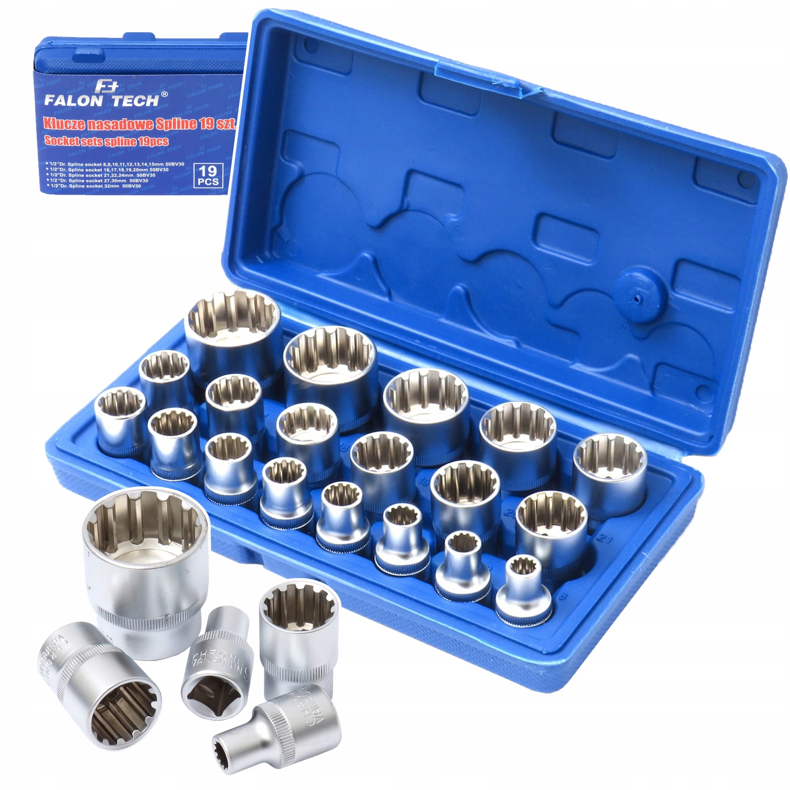 Zestaw Kluczy Nasadki Spline 8-32 Klucze 1/2 19el