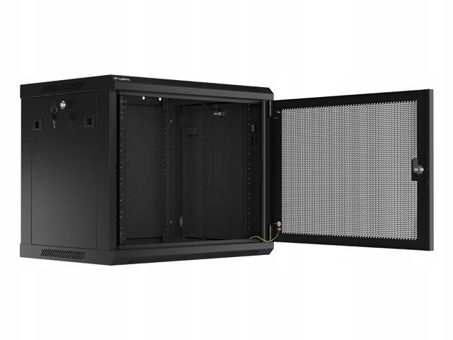 Szafa wisząca 19 cali 9U 600x450 drzwi perforowane flat pack czarna
