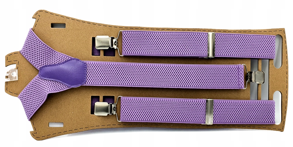 Fioletowa wrzosowa jednokolorowe szelki męskie Model GŁADKA JEDNOLITA KOLORYSTYKA - STALOWE KLAMRY