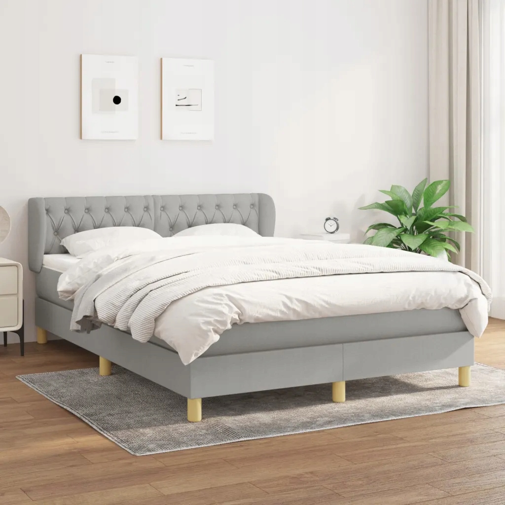 Box spring postel s matrací světle šedá 140 x 200 cm textil Šedá 3127045