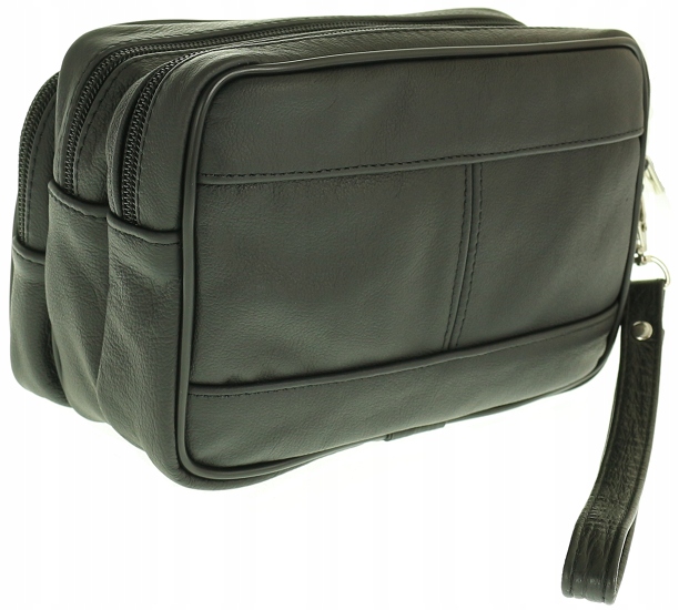 Dwukomorowa SASZETKA Męska SKÓRZANY ORGANIZER PL Kolor czarny