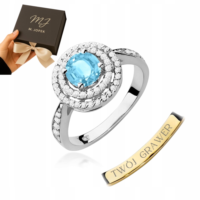 Prstýnek Bílé Zlato 585 S Topazem 0,80 ct Gravírování M.jopek