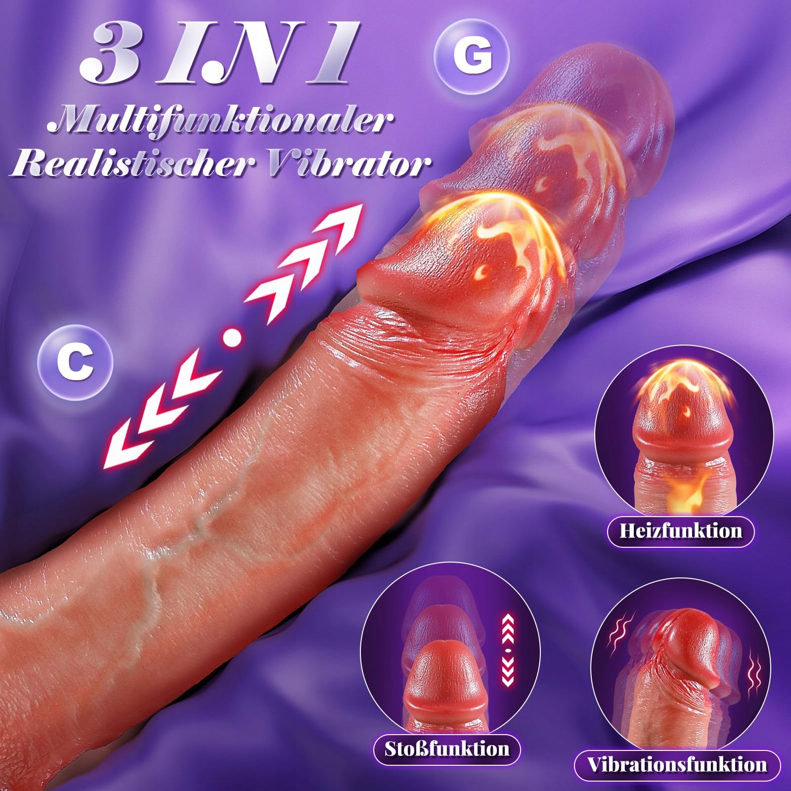 REALISTISCHER Dildo Wibrator Dla Kobiet Z 10 Trybami Wibracji I Grzania — miniatura 2