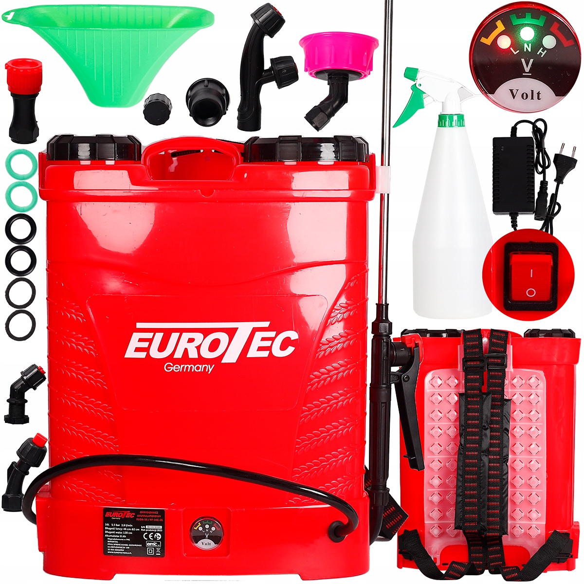 Opryskiwacz Akumulatorowy Plecakowy Ogrodowy 16L 12V 8Ah +zestaw Oprysk