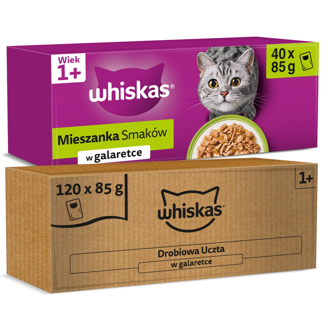 Whiskas 160x85g Karma Dla Kota Drobiowa Uczta I Mieszanka Smaków Galaretka