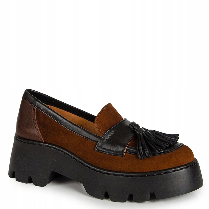 Simen 8409A Hnědočerné Kožené Mokasíny 40