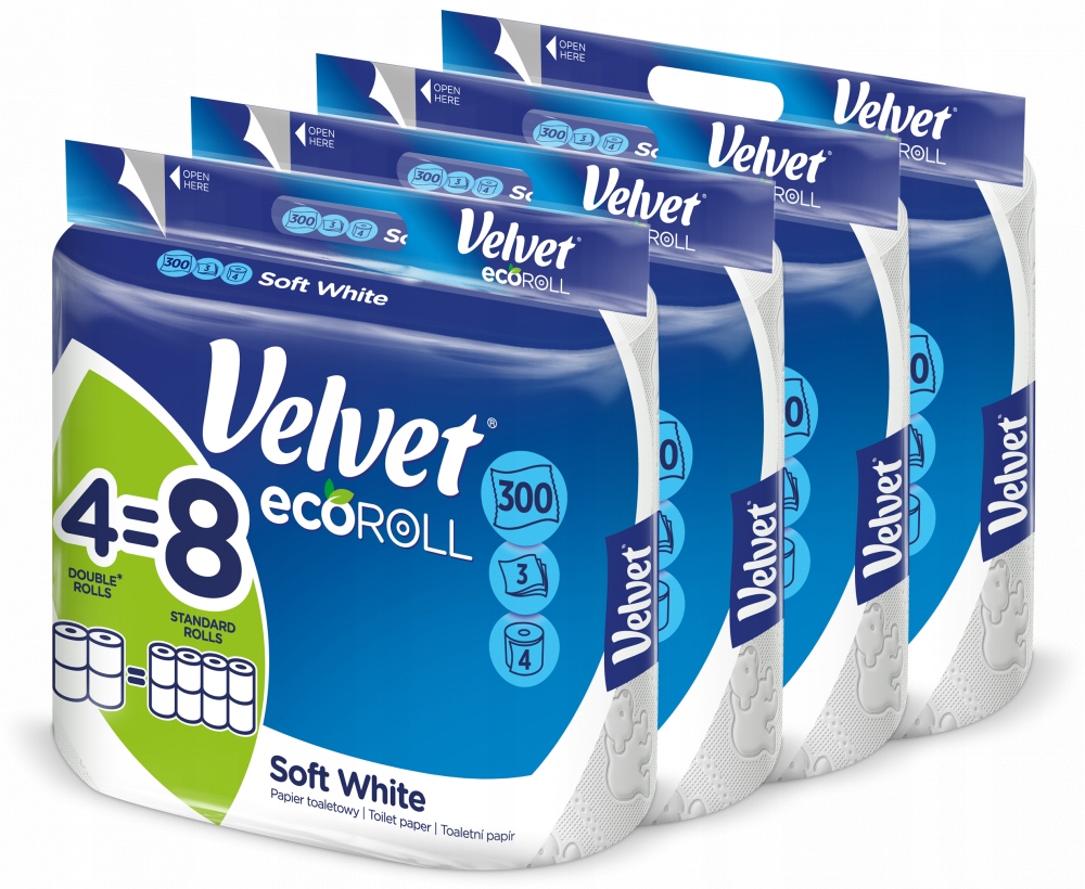 Velvet papier toaletowy EcoROLL Biały 4x4 rolki