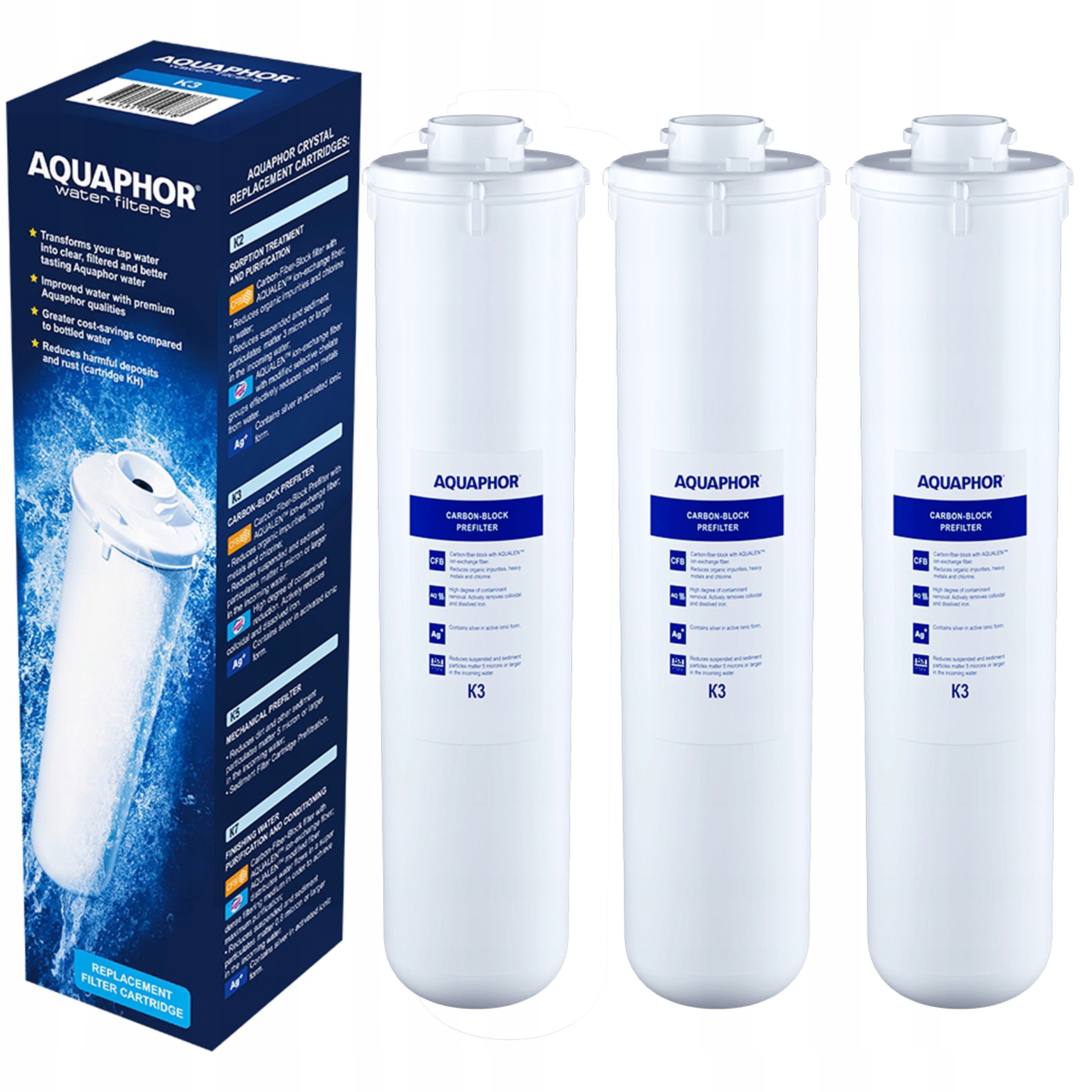 Filtrační vložka Aquaphor K3 vyměnitelná pro filtr pod dřez 3ks