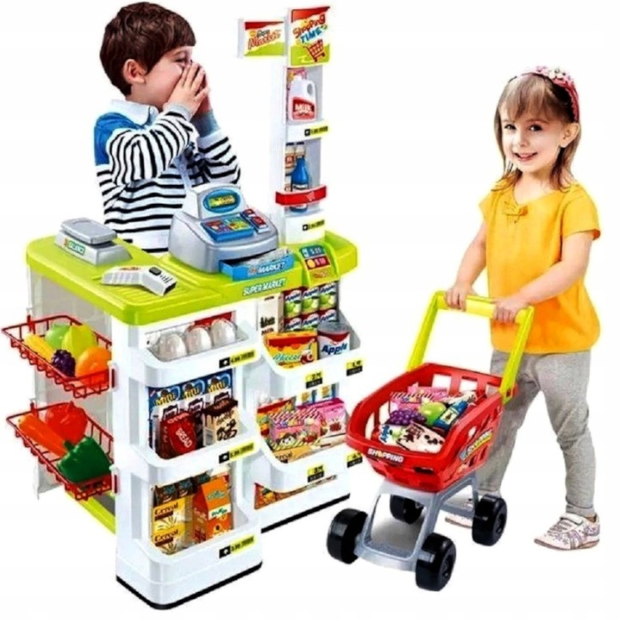 Supermarket sklep stragan DLA dzieci Kasa + koszyk