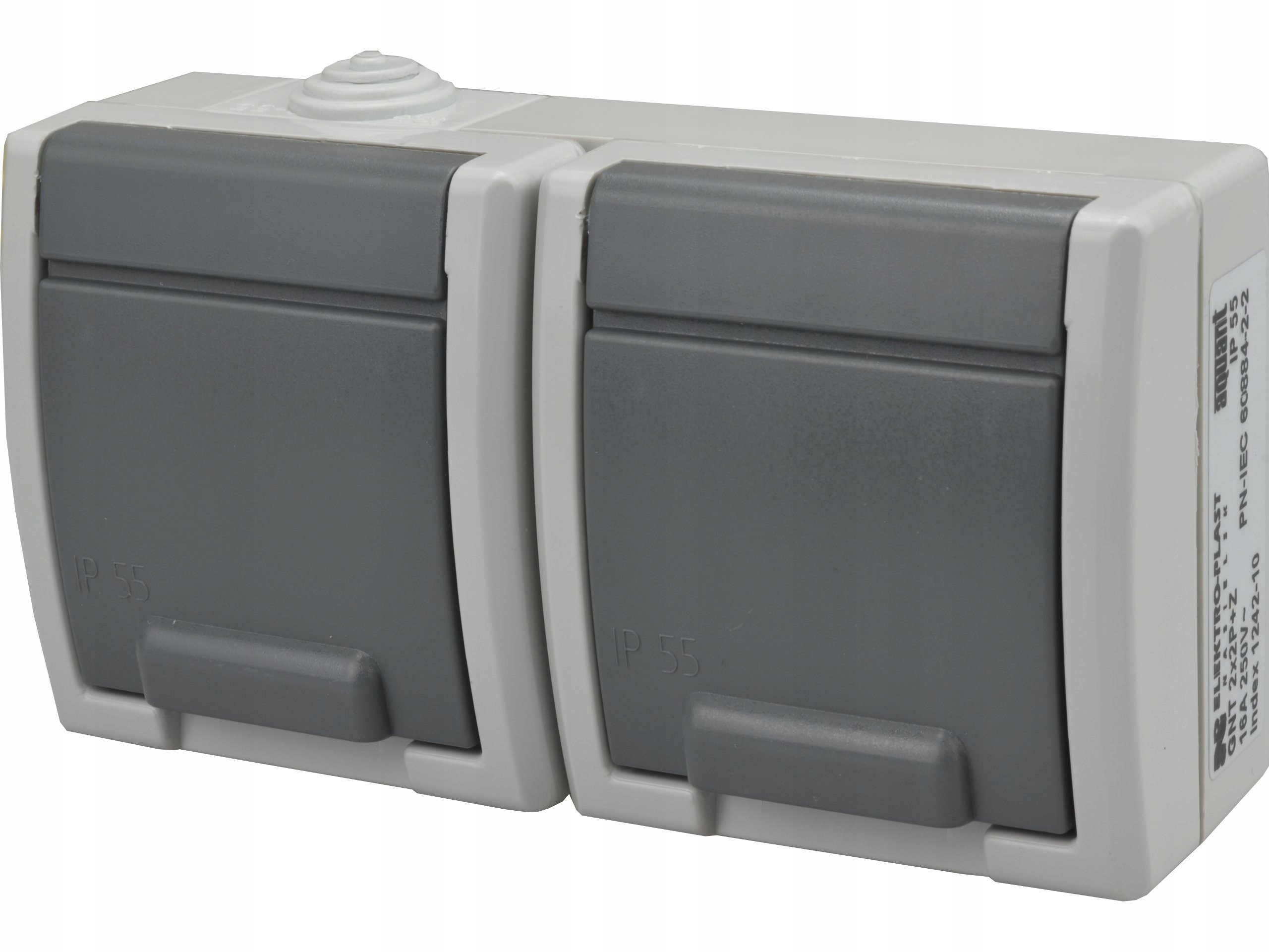 AQUANT Gniazdo podwójne hermetyczne IP55 natynkowe Liczba gniazdek 2 szt.