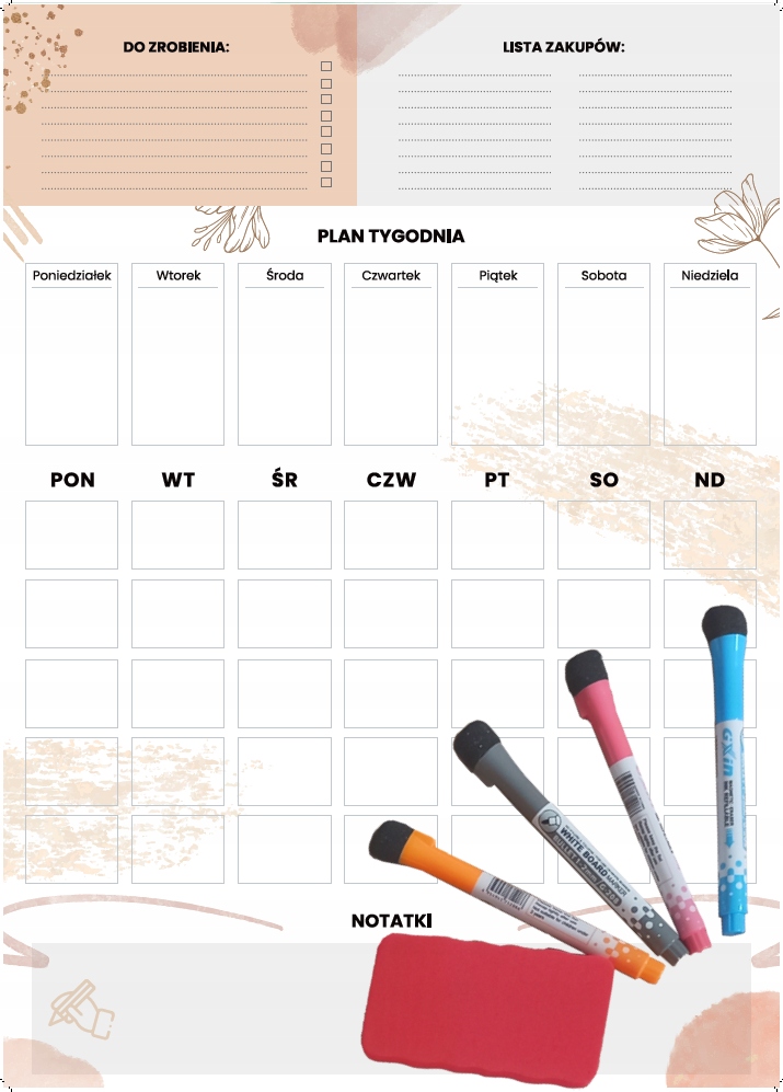 PLANER NA LODÓWKĘ MAGNETYCZNY ORGANIZER KALENDARZ