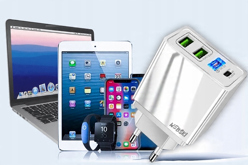швидкий зарядний пристрій 4xUSB QC 3,0 + кабель Type-C USB 3,1 Type C USB Type C USB роз'єми