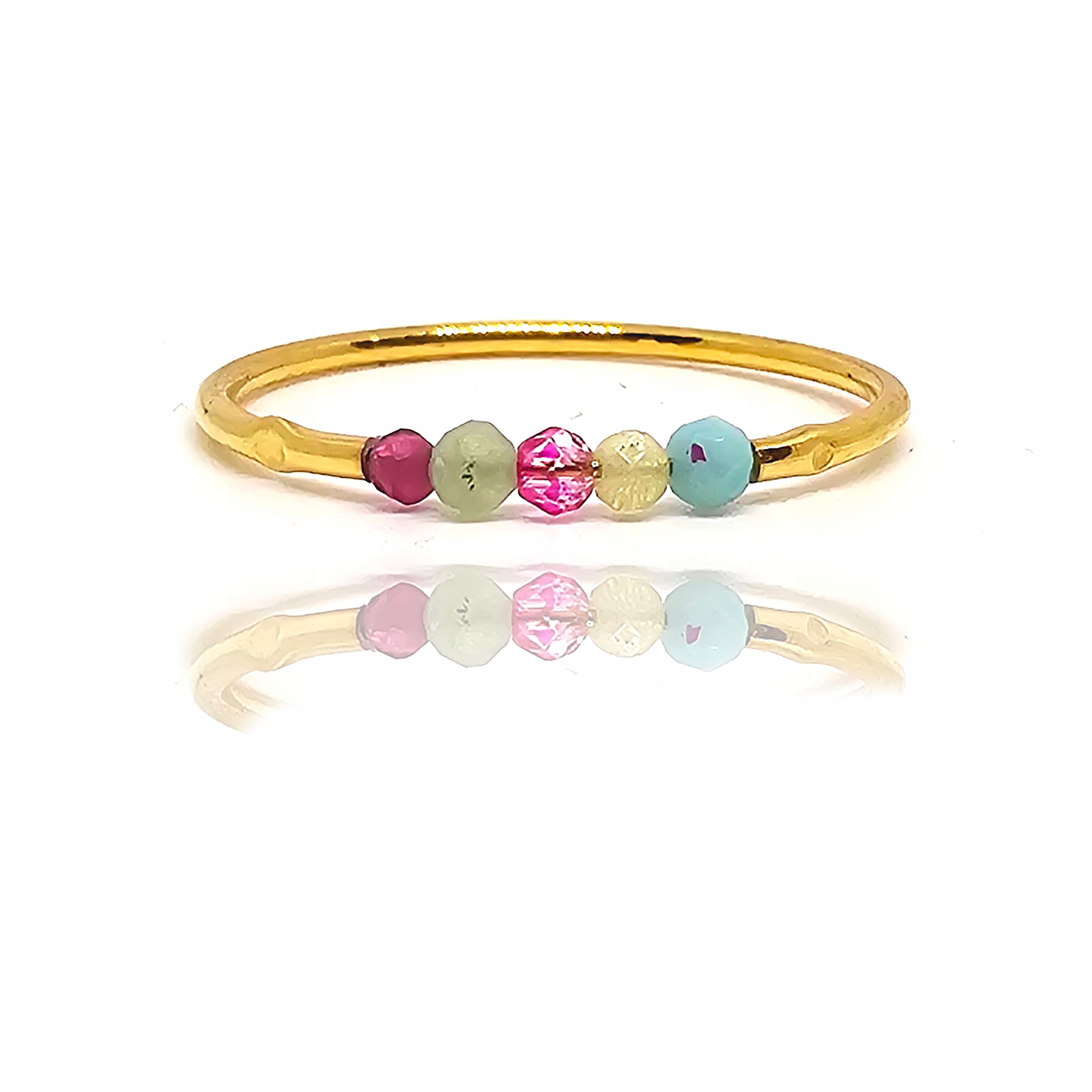 Zlatý prstýnek s rubínem agátem opálem amazonitem a chryzoprazem 925